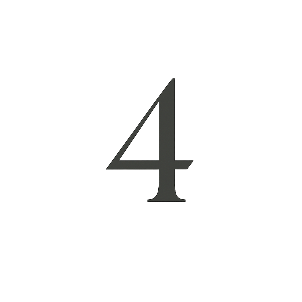 A black number four in the center of a white background.