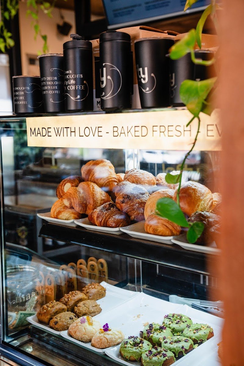fresh pastries and baked goods displayed at a local Solana Beach cafe, one of The Solana House's favorite neighborhood stops.