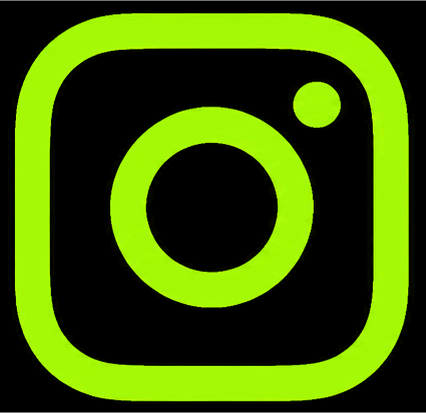 Instagram logo in black and neon green