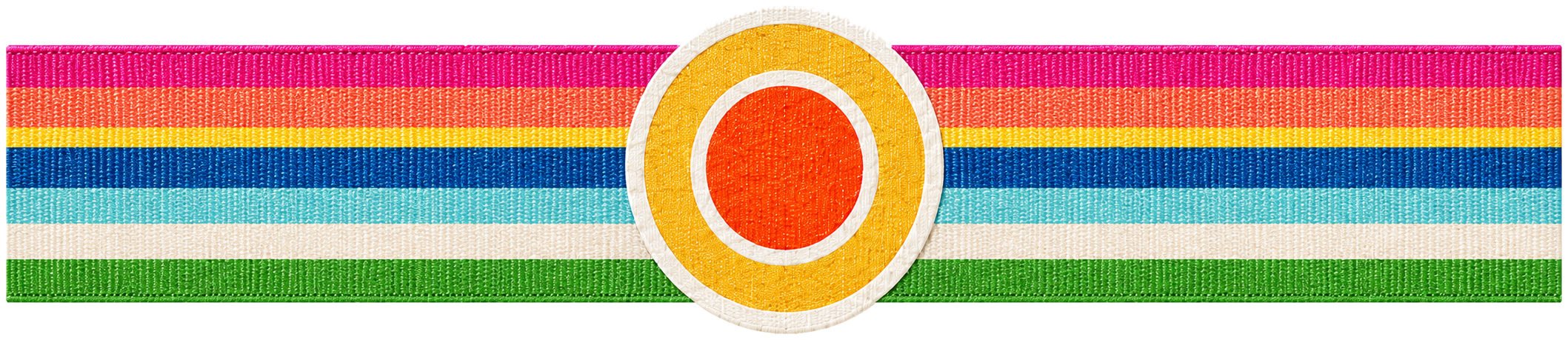 Sea Fan’s seven-colour ribbon and roundel, brand inspired by the coastal colours of Mona Vale.