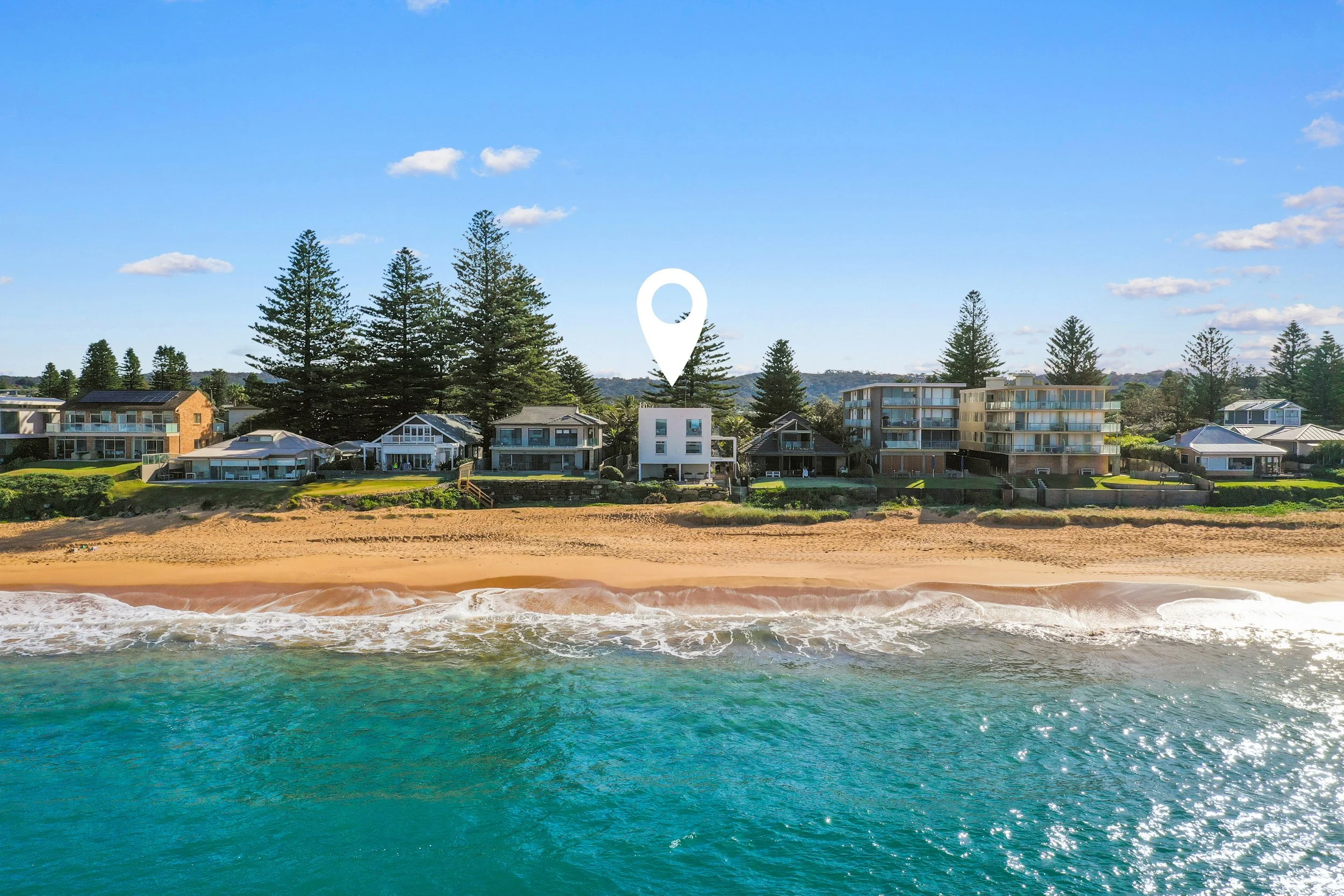 Location of Sea Fan at Thirteen Surfview Road, on The Basin beach at Mona Vale