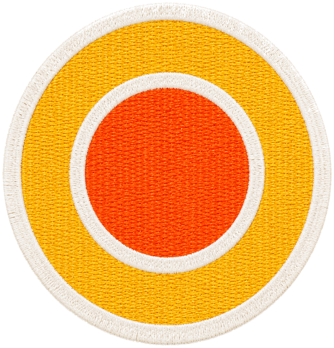 Sea Fan roundel representing the sun in yellow, white and orange