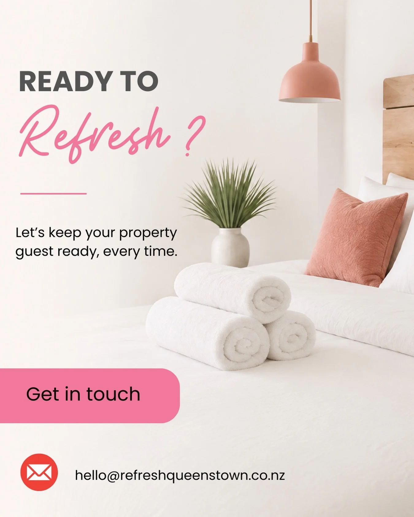 Ready to refresh your Airbnb? ✨ 
Professional cleaning and linen services designed to keep your property guest ready, every stay.

📞 021 226 5687 
🌐 Refresh Queenstown

#Queenstown #AirbnbCleaning #HolidayHomeCleaning #QueenstownNZ #guestready