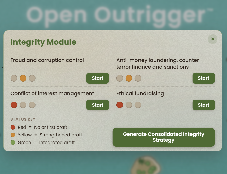 Screenshot of the Integrity module in Open Outrigger.