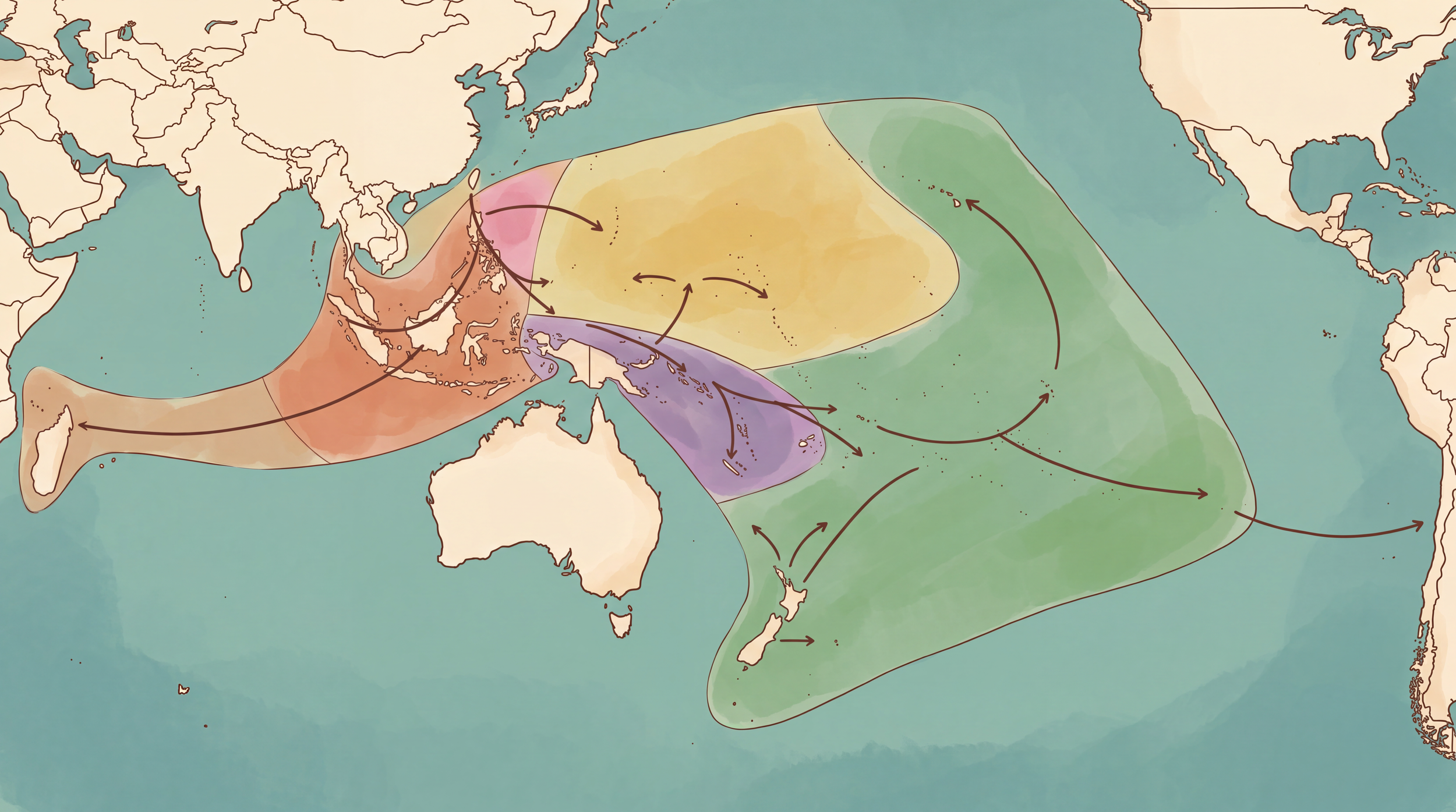Map of Austronesian migration across the Indo-Pacific.