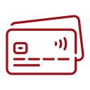 Red outline of a credit card with Wi-Fi signal icon