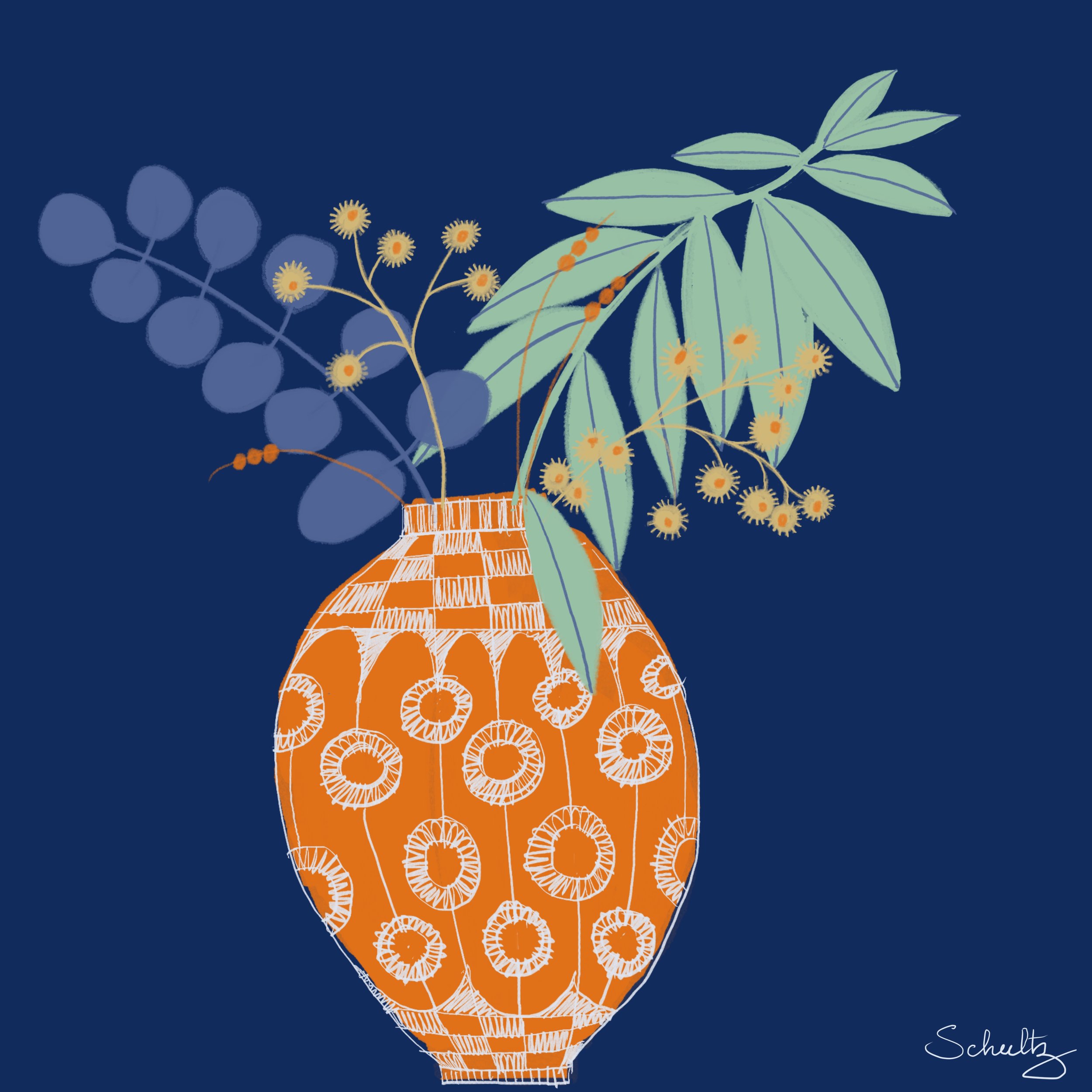 Gum Branch Still Life — A Pattern Study - 2B
