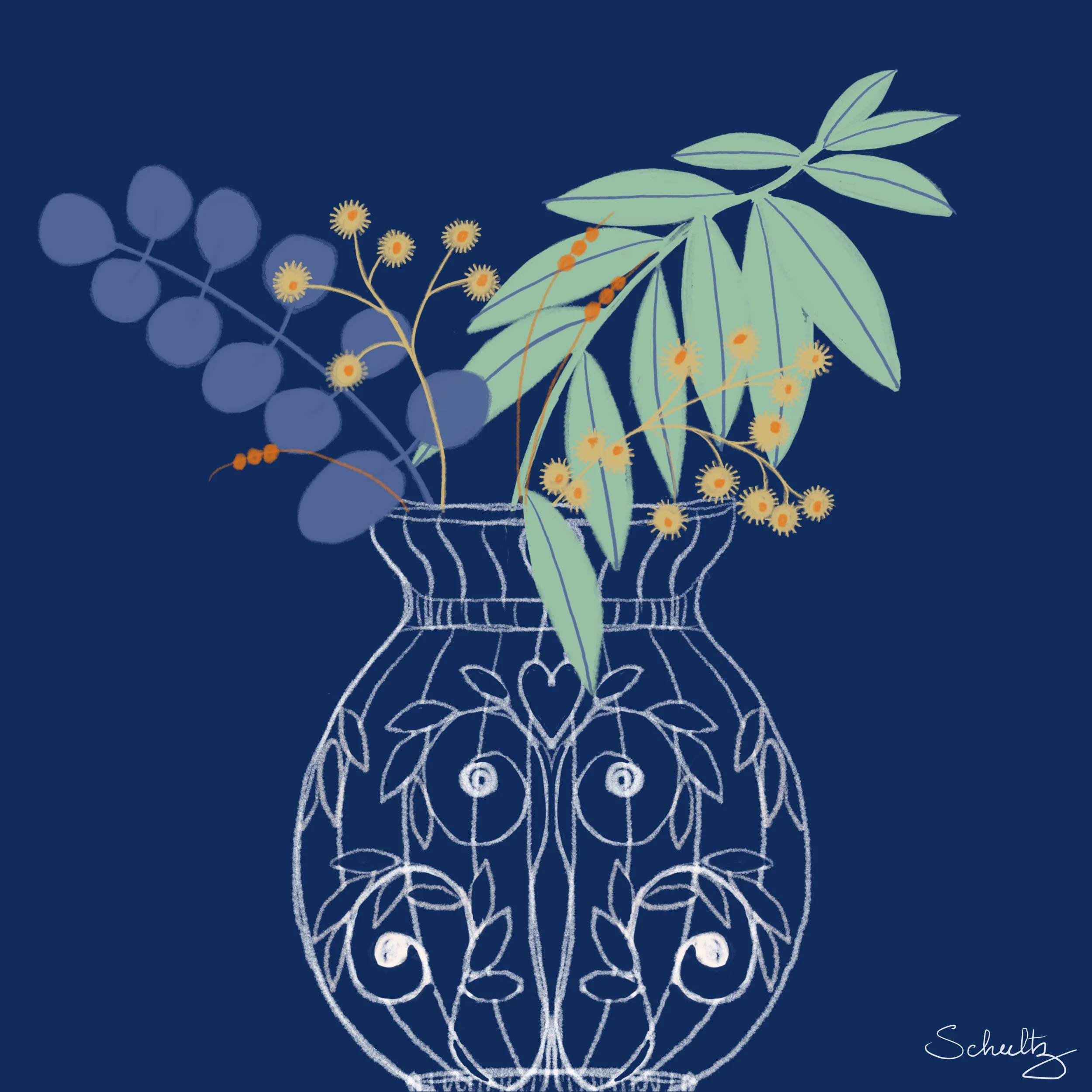 Gum Branch Still Life — A Pattern Study - 6A