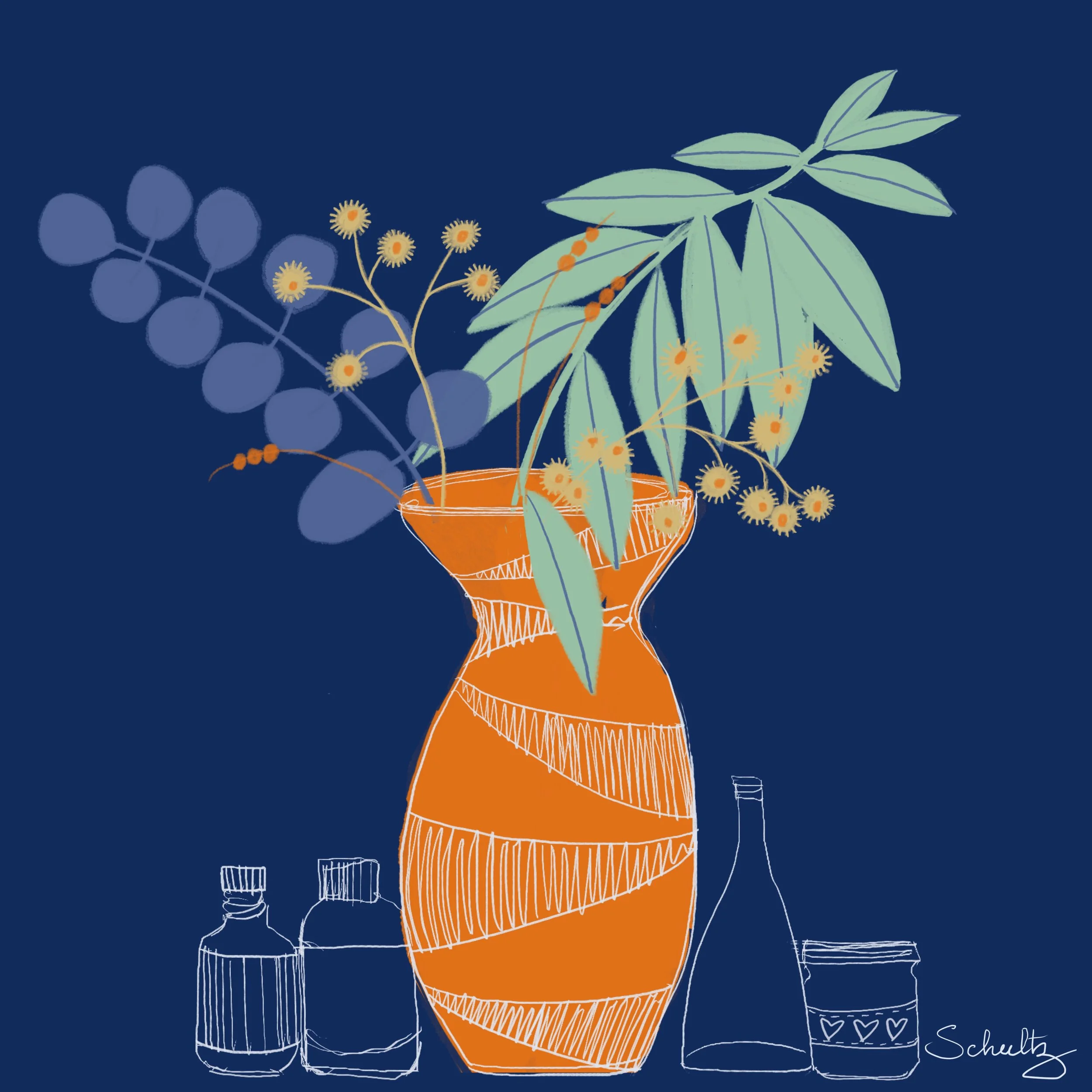 Gum Branch Still Life — A Pattern Study - 5B
