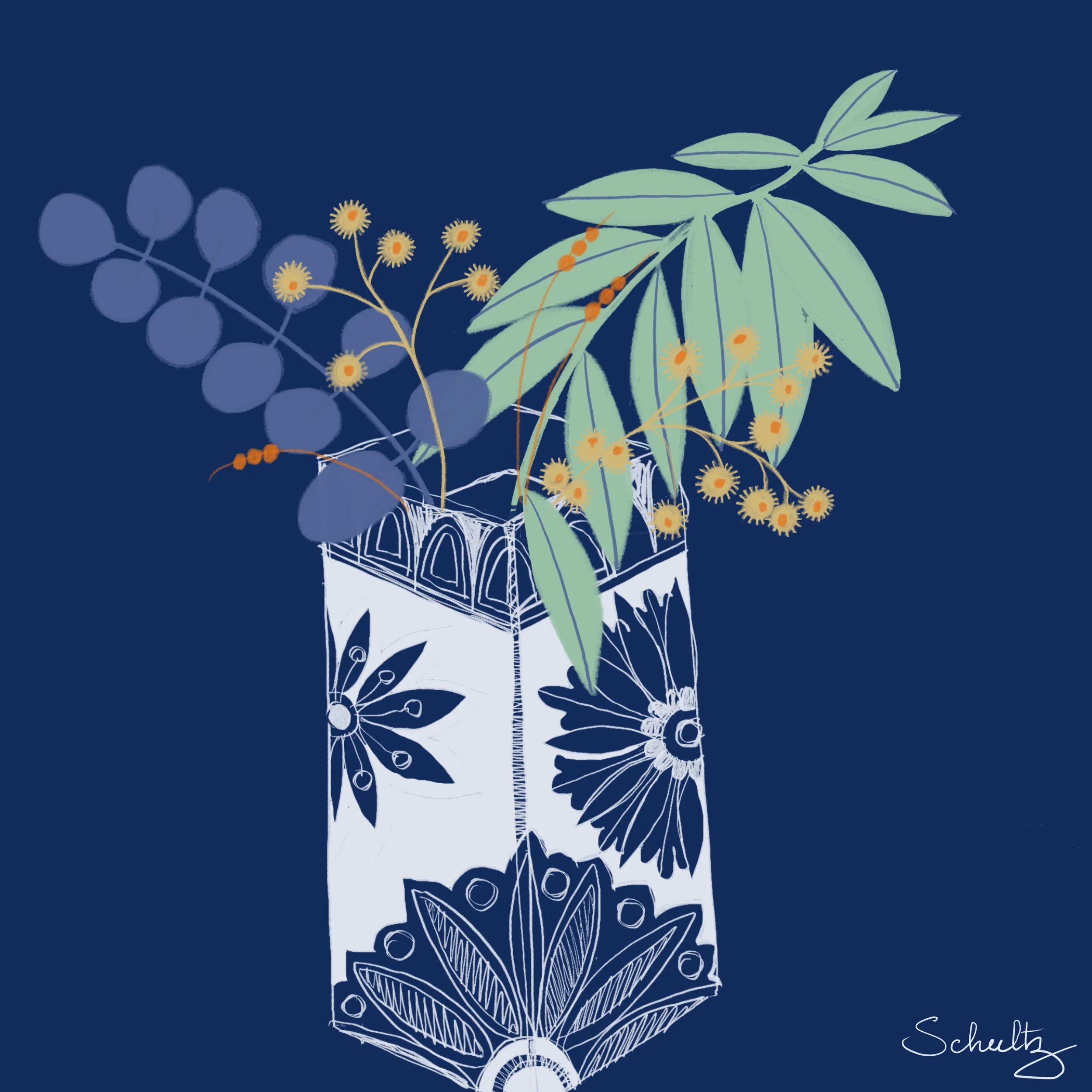 Gum Branch Still Life — A Pattern Study - 4A