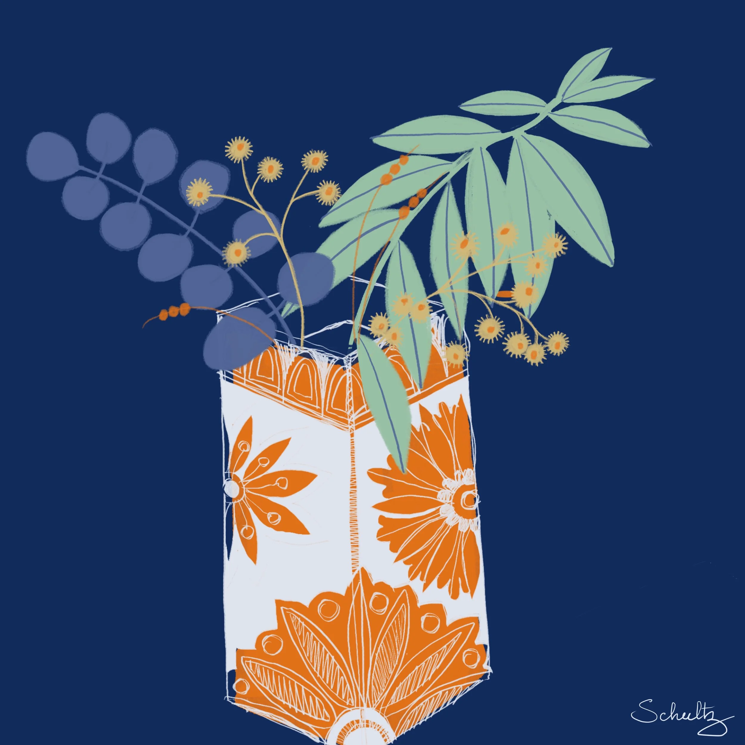 Gum Branch Still Life — A Pattern Study - 4B