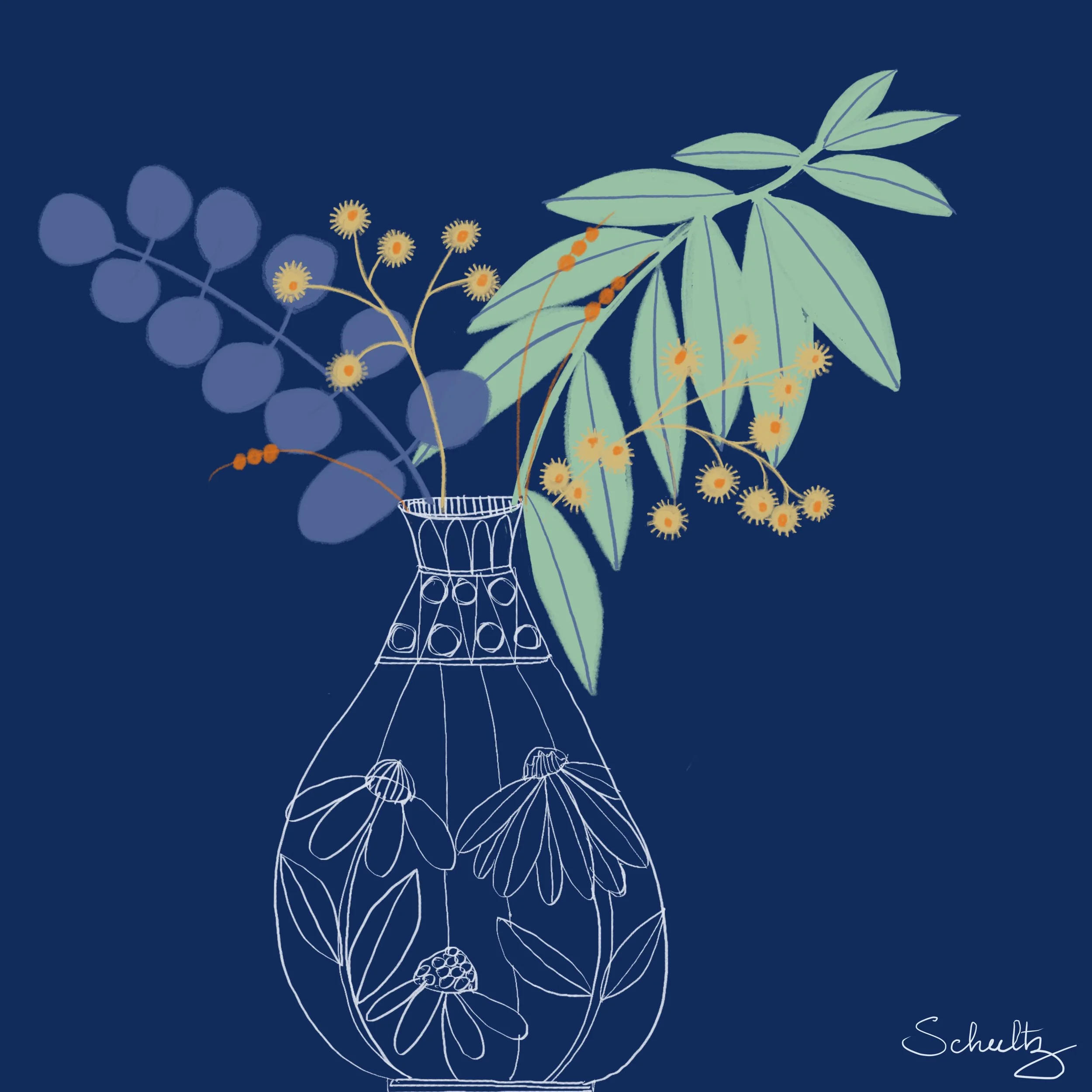 Gum Branch Still Life — A Pattern Study - 1A