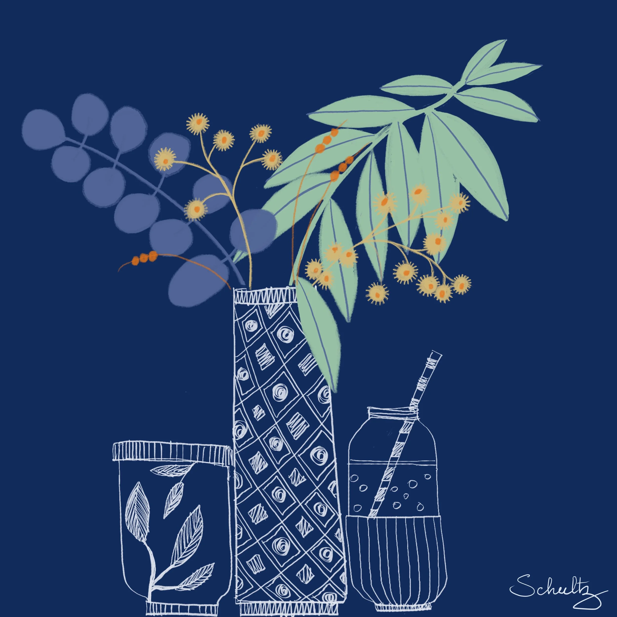 Gum Branch Still Life — A Pattern Study - 3A