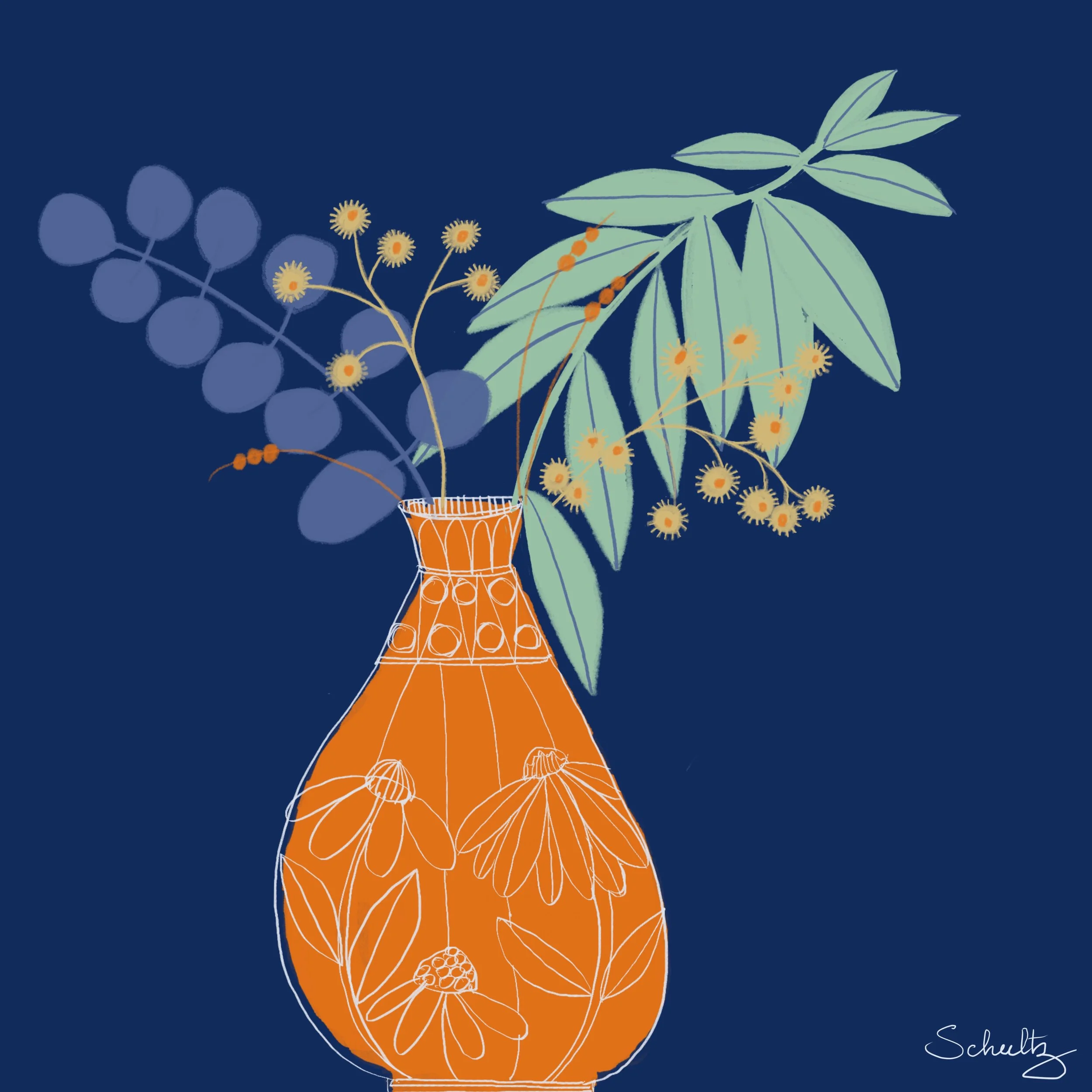 Gum Branch Still Life — A Pattern Study - 1B