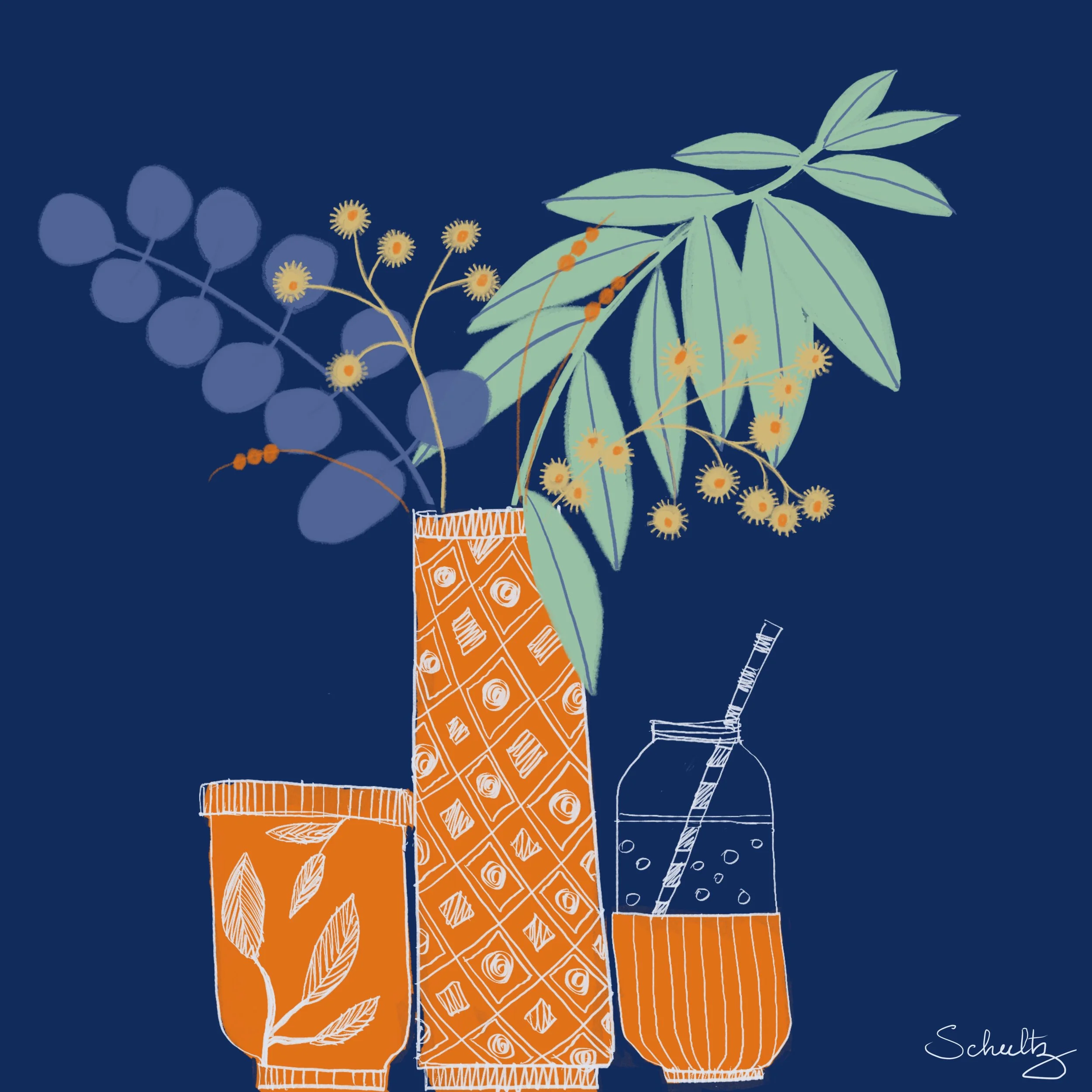 Gum Branch Still Life — A Pattern Study - 3B