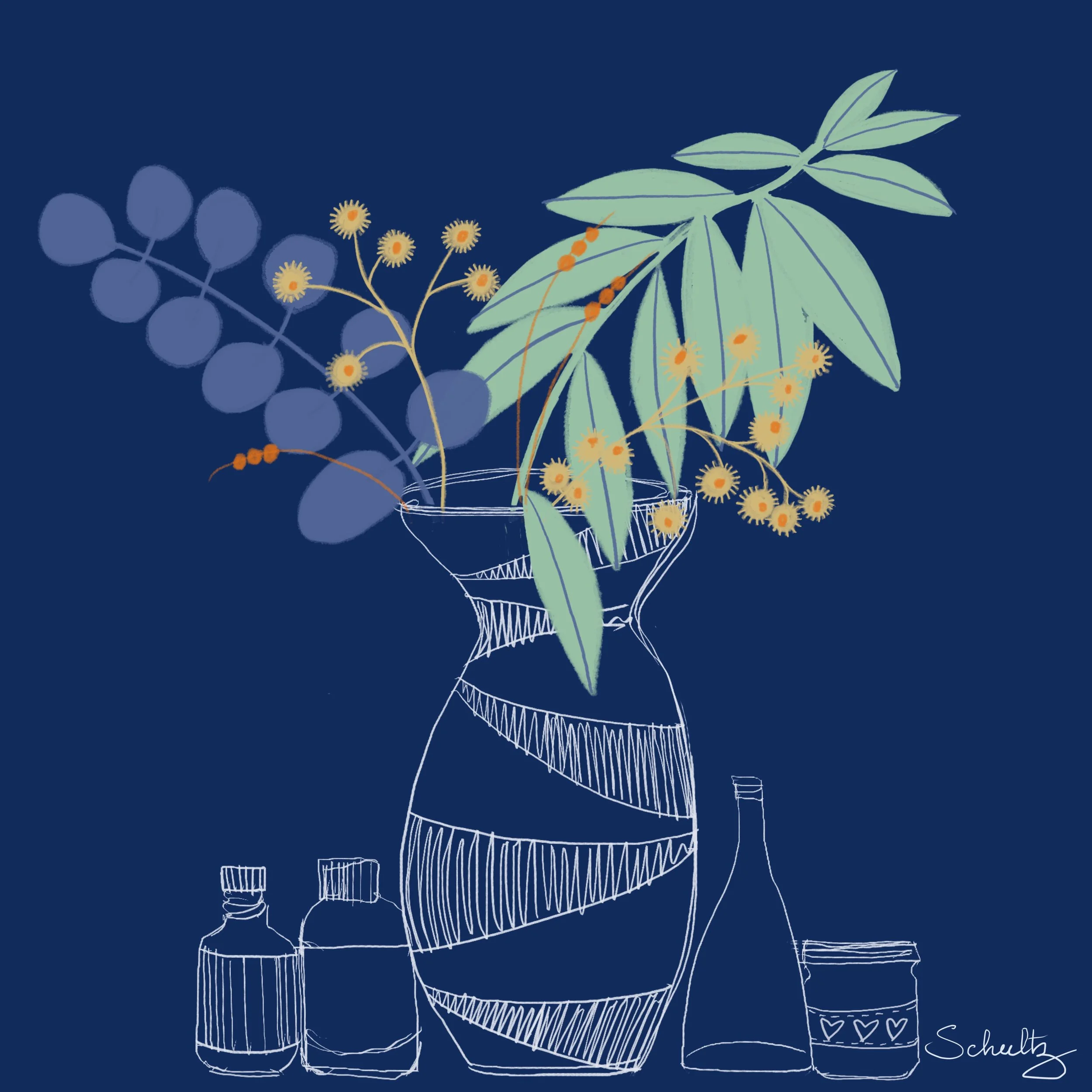 Gum Branch Still Life — A Pattern Study - 5A