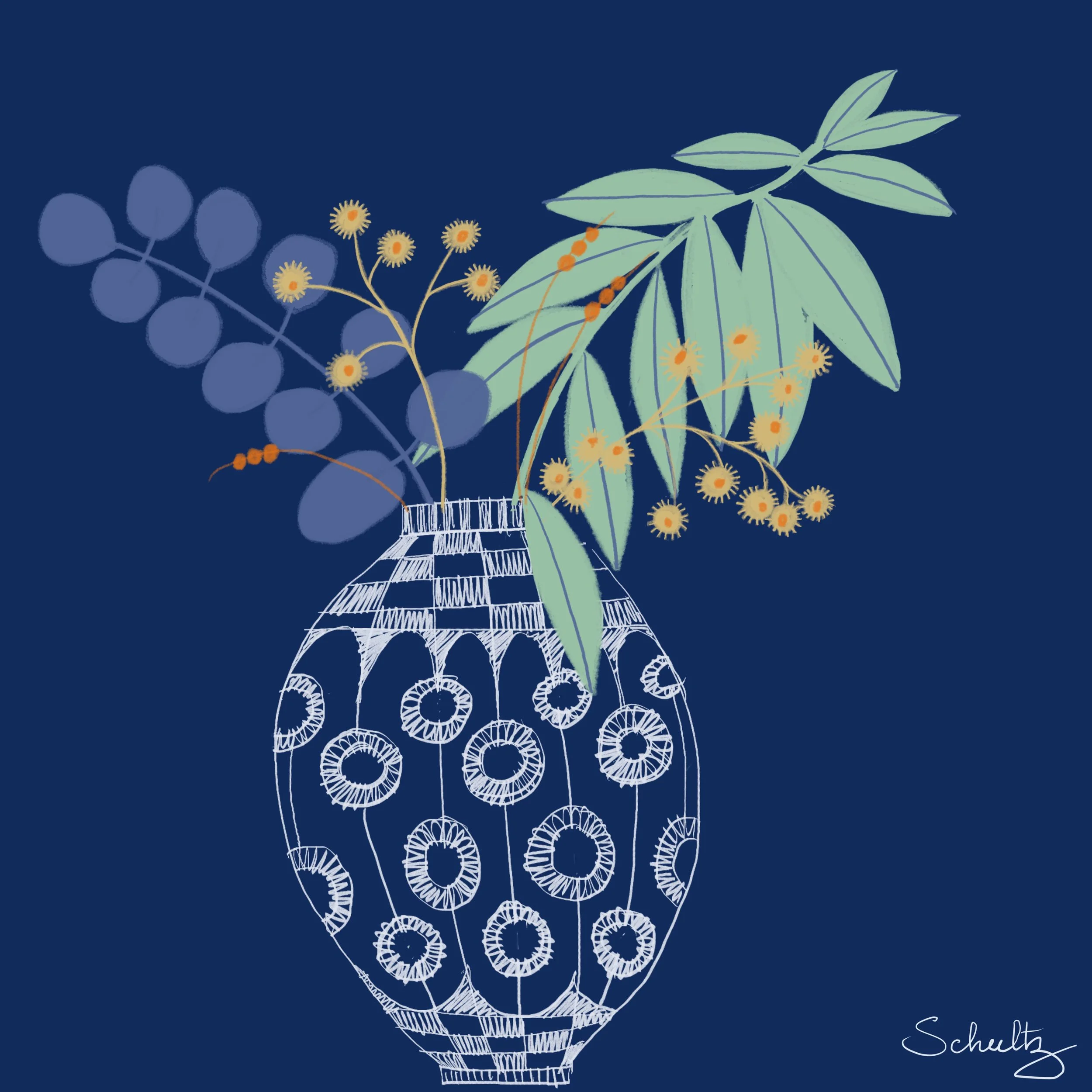 Gum Branch Still Life — A Pattern Study - 2A