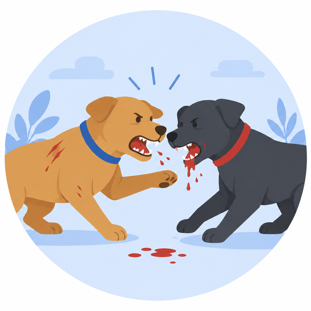 Illustration of dogs representing injury-related blood loss