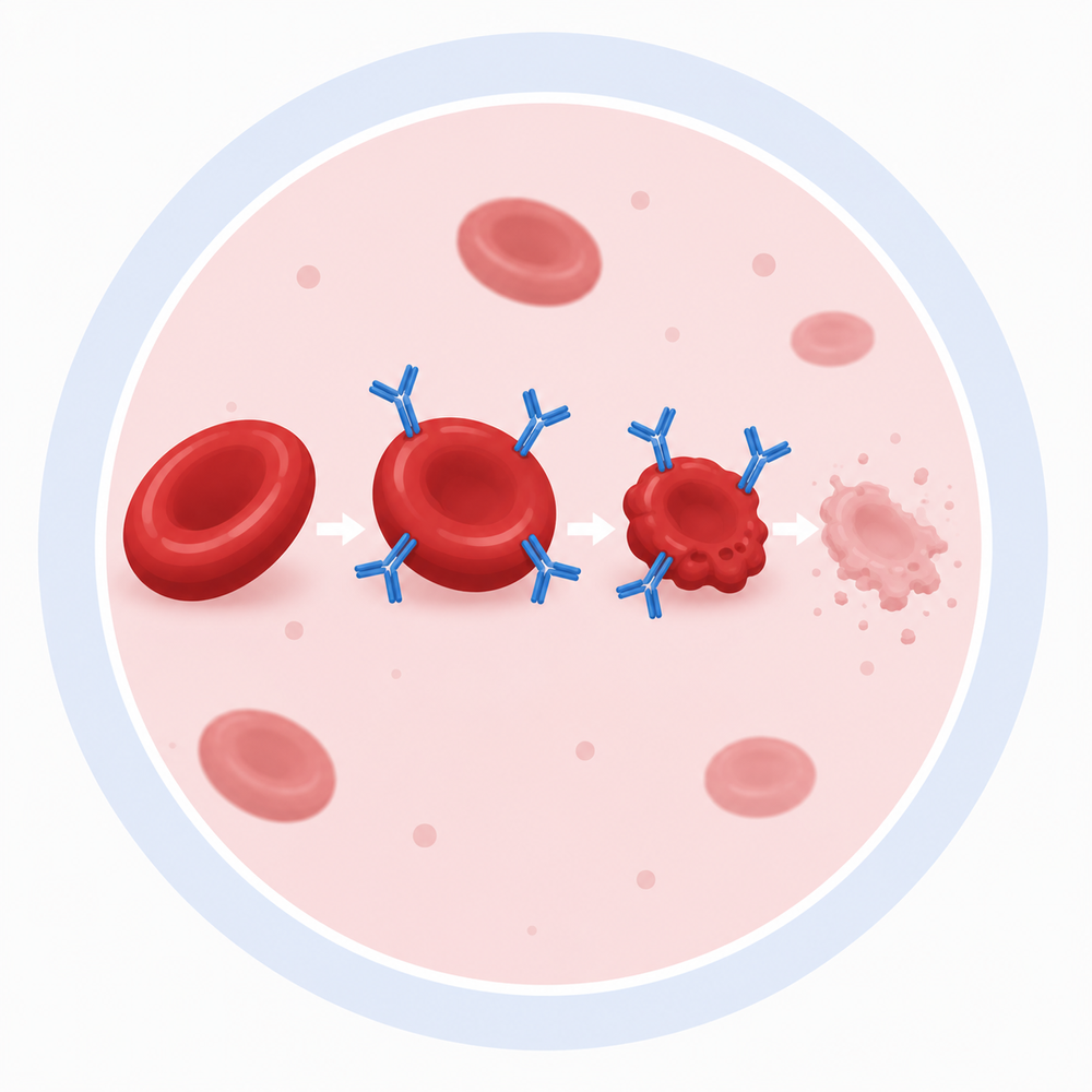 Illustration representing the destruction of red blood cells