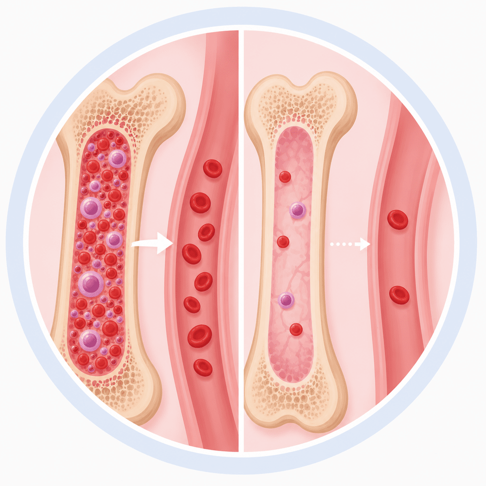 Illustration representing low red blood cell production