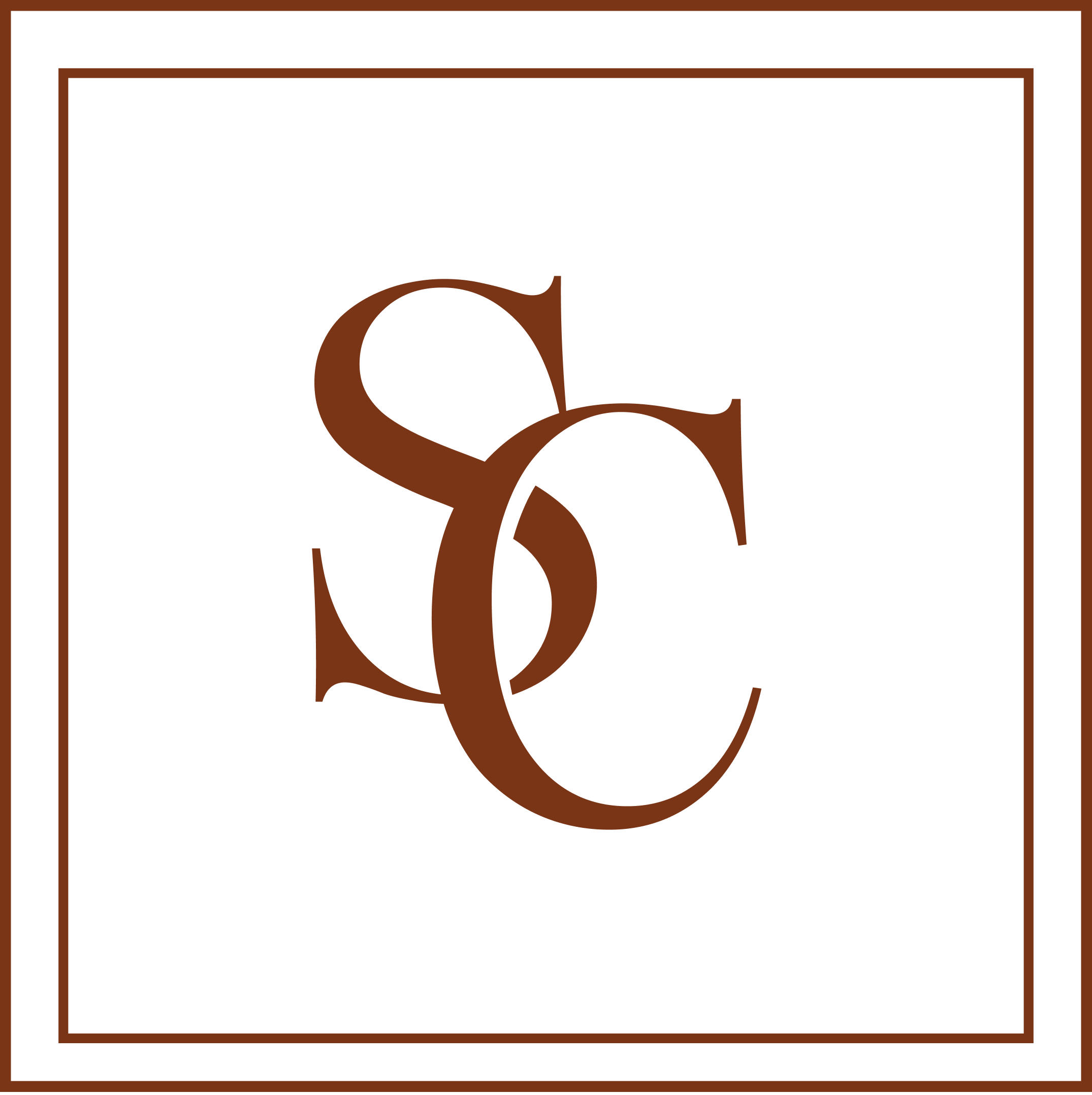 Sircy & Co. monogram logo; interlocking S and C in a light, double-bordered square surround.