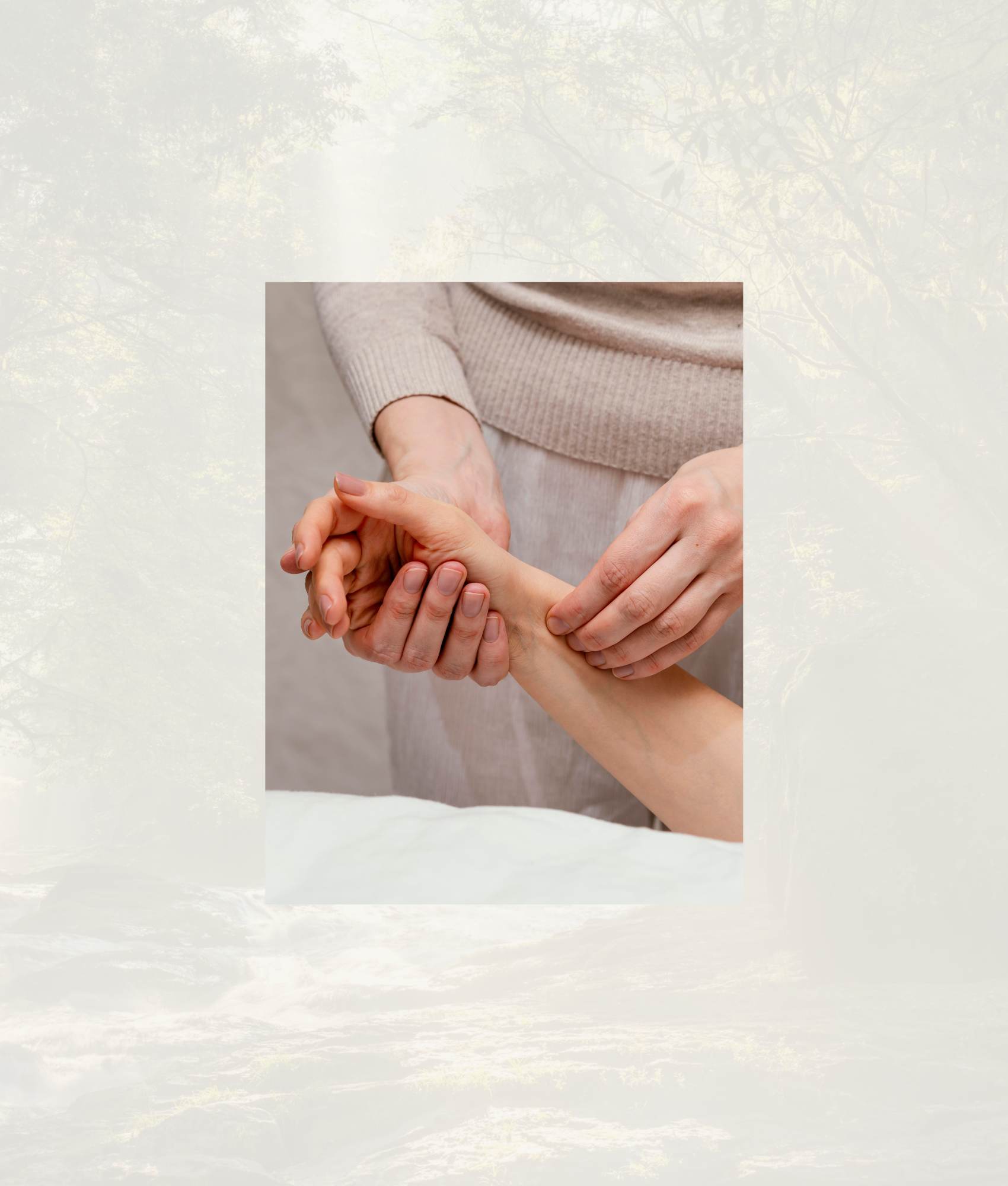 Acupuncturist assessing pulse points during a classical acupuncture consultation at Te Tieke Wellington