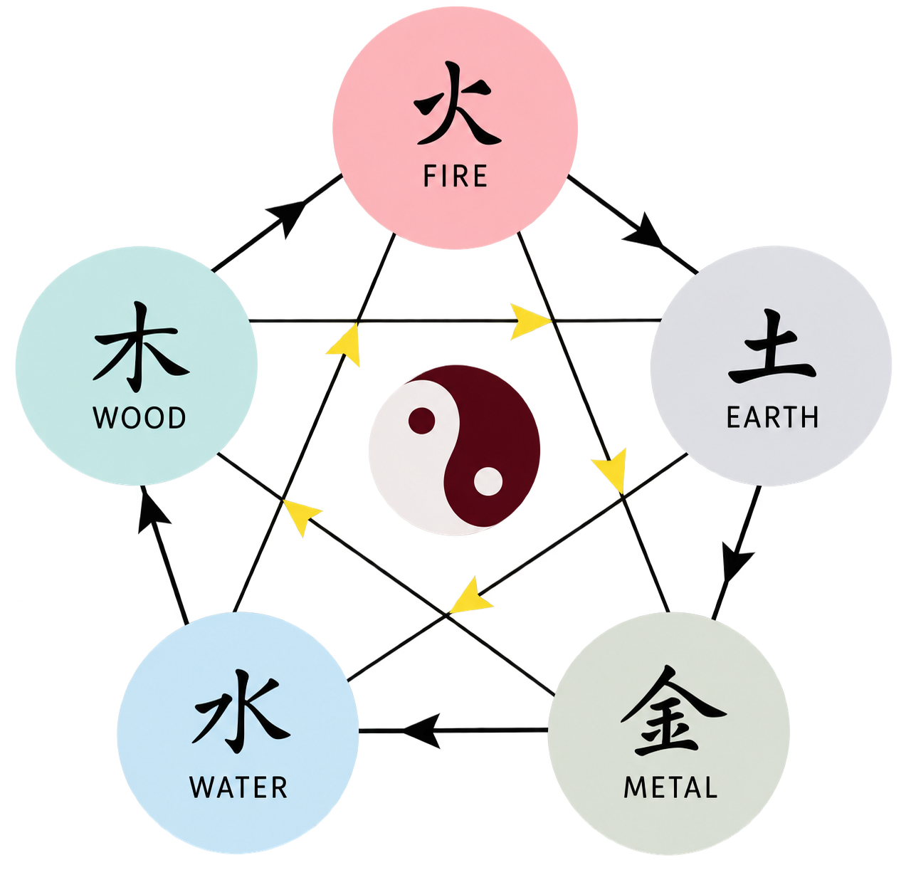 Five Element Classical Acupuncture diagram illustrating the principles of classical acupuncture