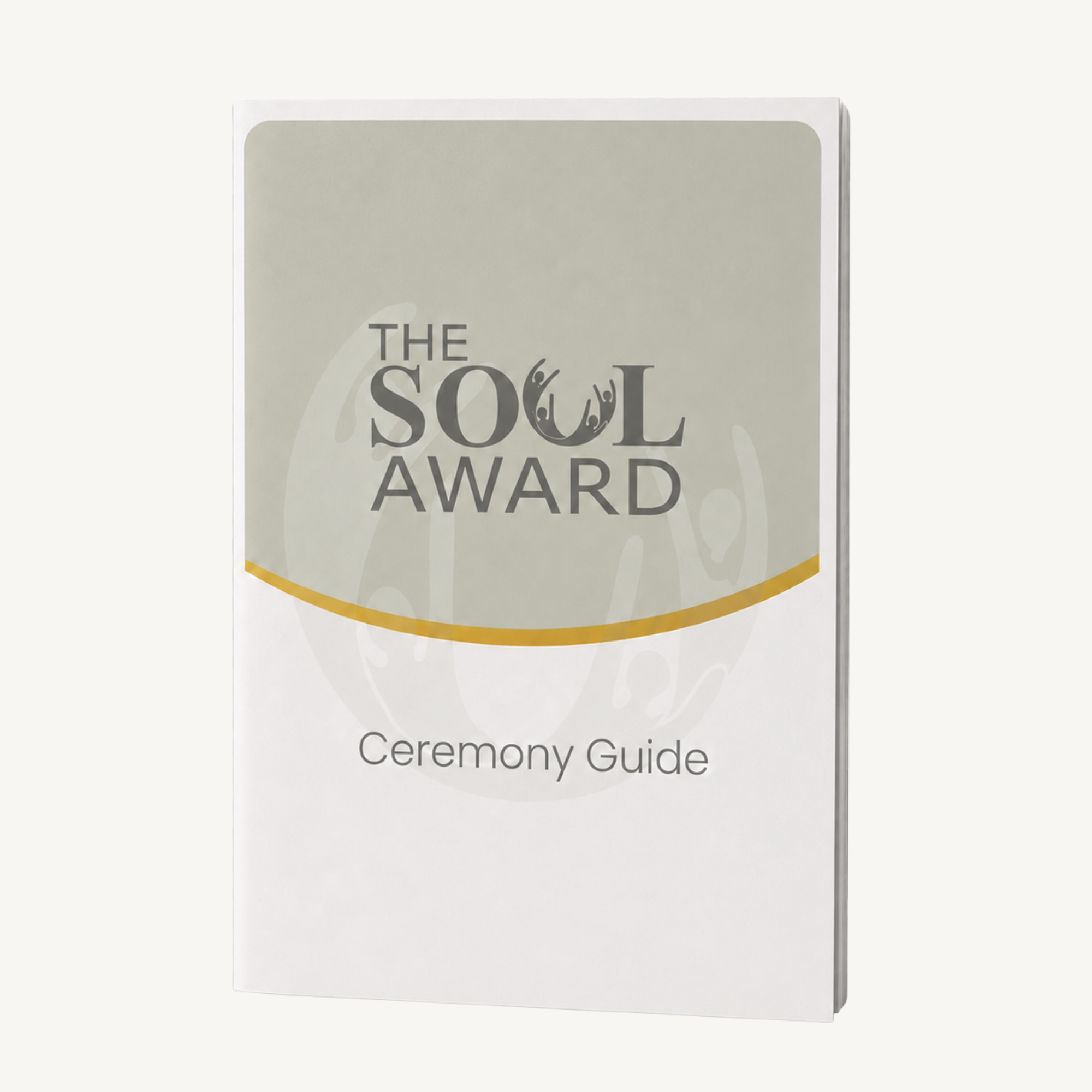 The Soul Award Ceremony Guide booklet on a soft ivory background.