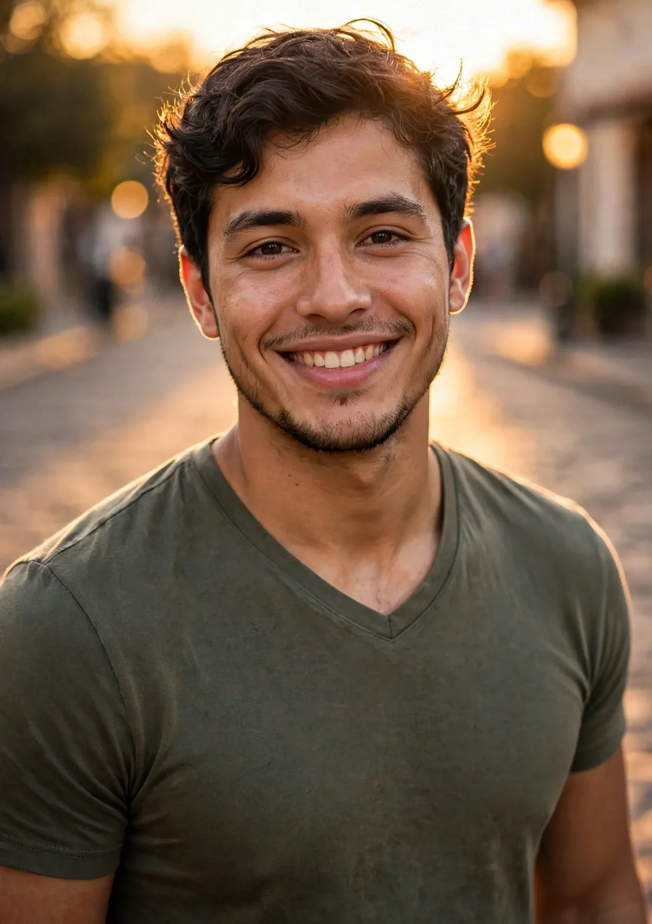 portrait of Diego a young Latino backpacker in Bangkok
