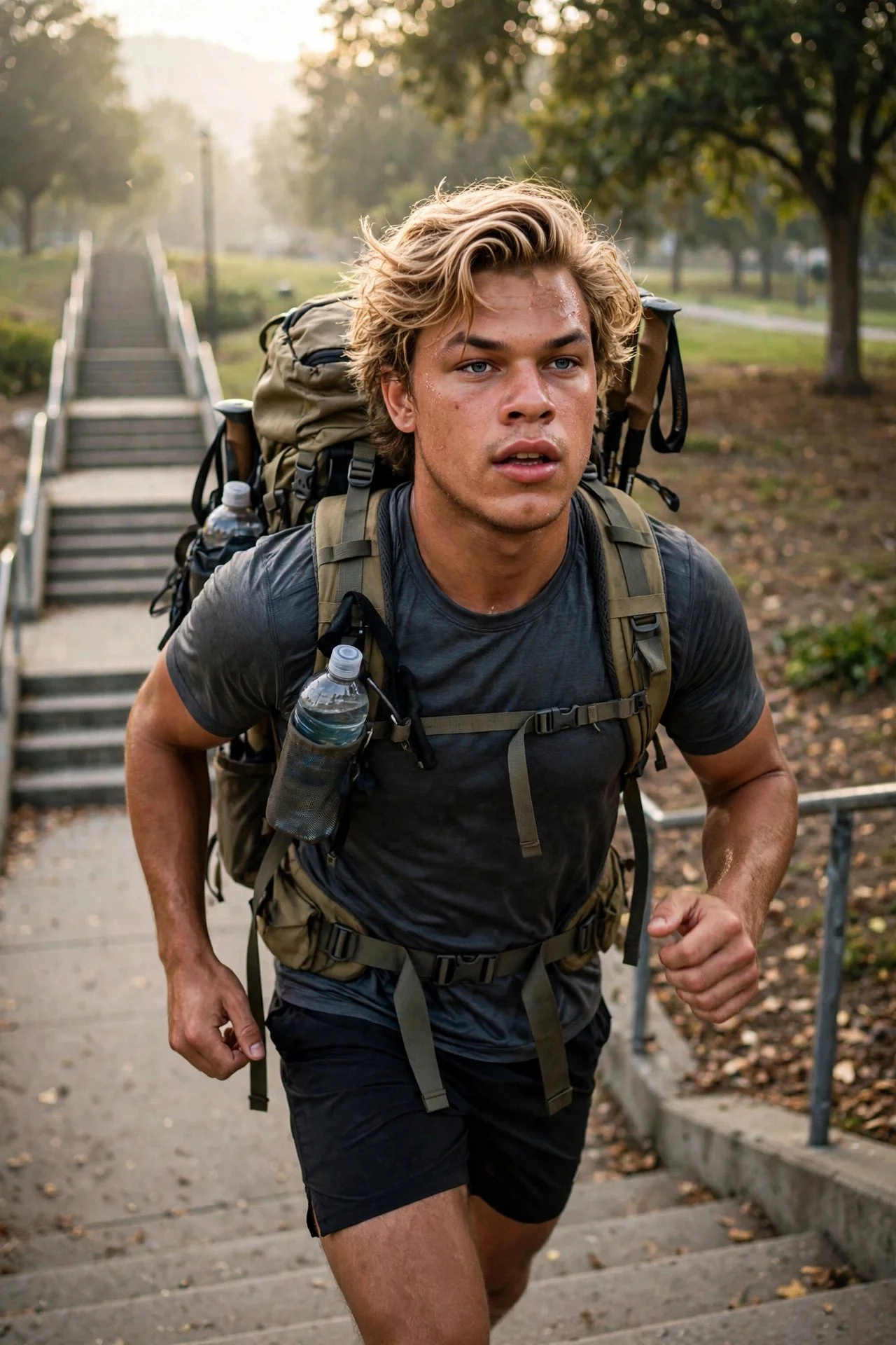 Weekend loaded-pack hikes, building to 6–8 hours. (AI-generated image)