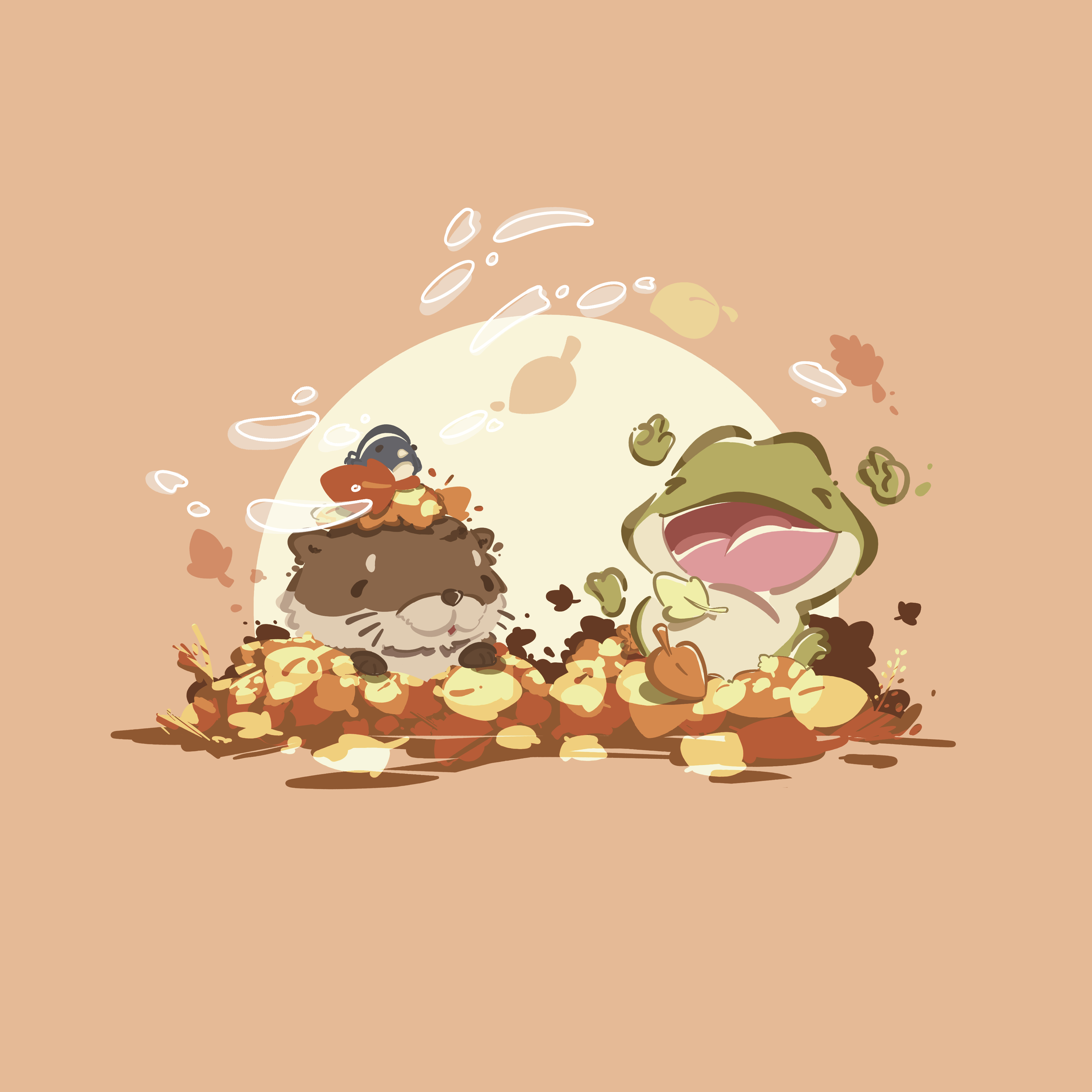 Koro And Toki Art Print- Autumn