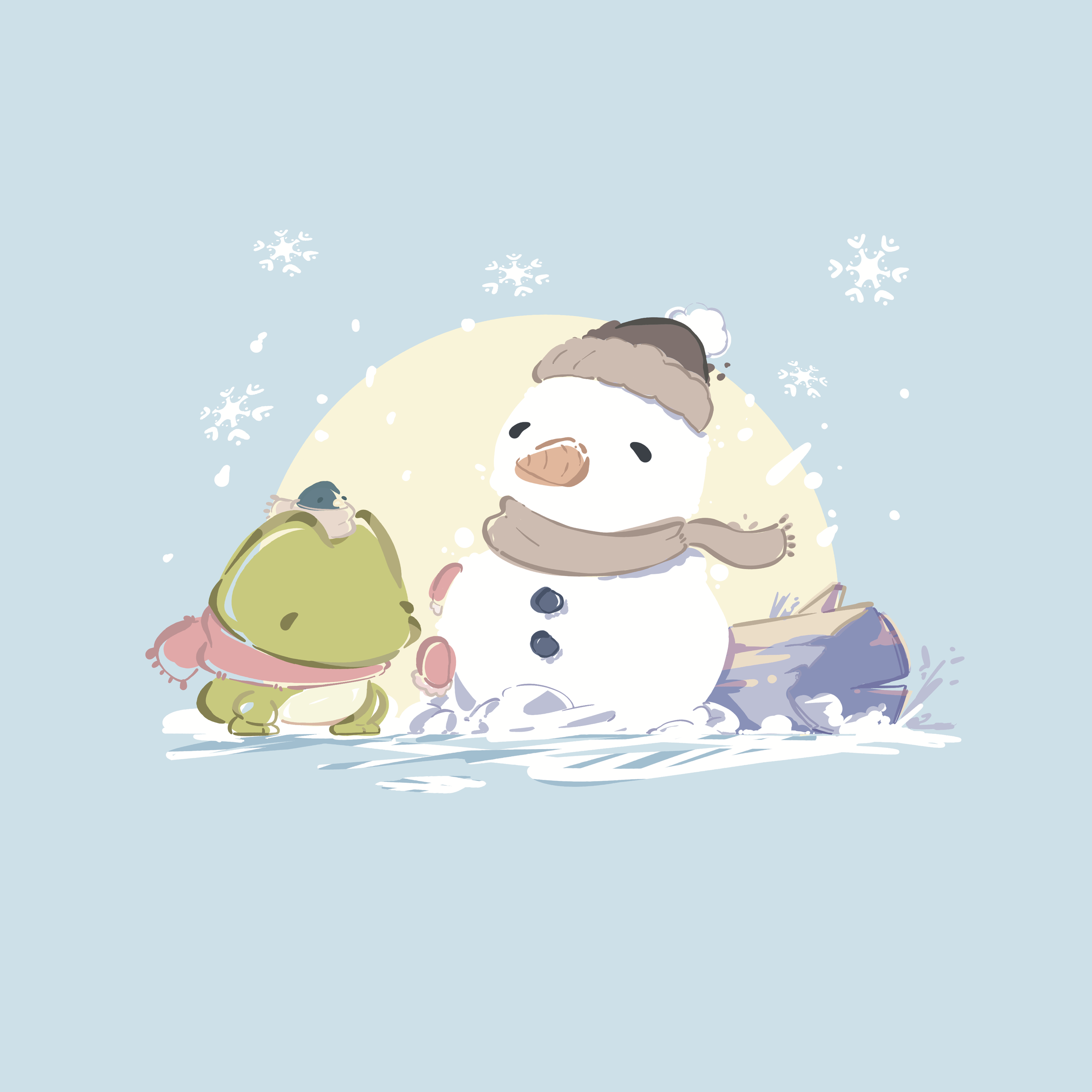 Koro And Toki Art Print- Winter