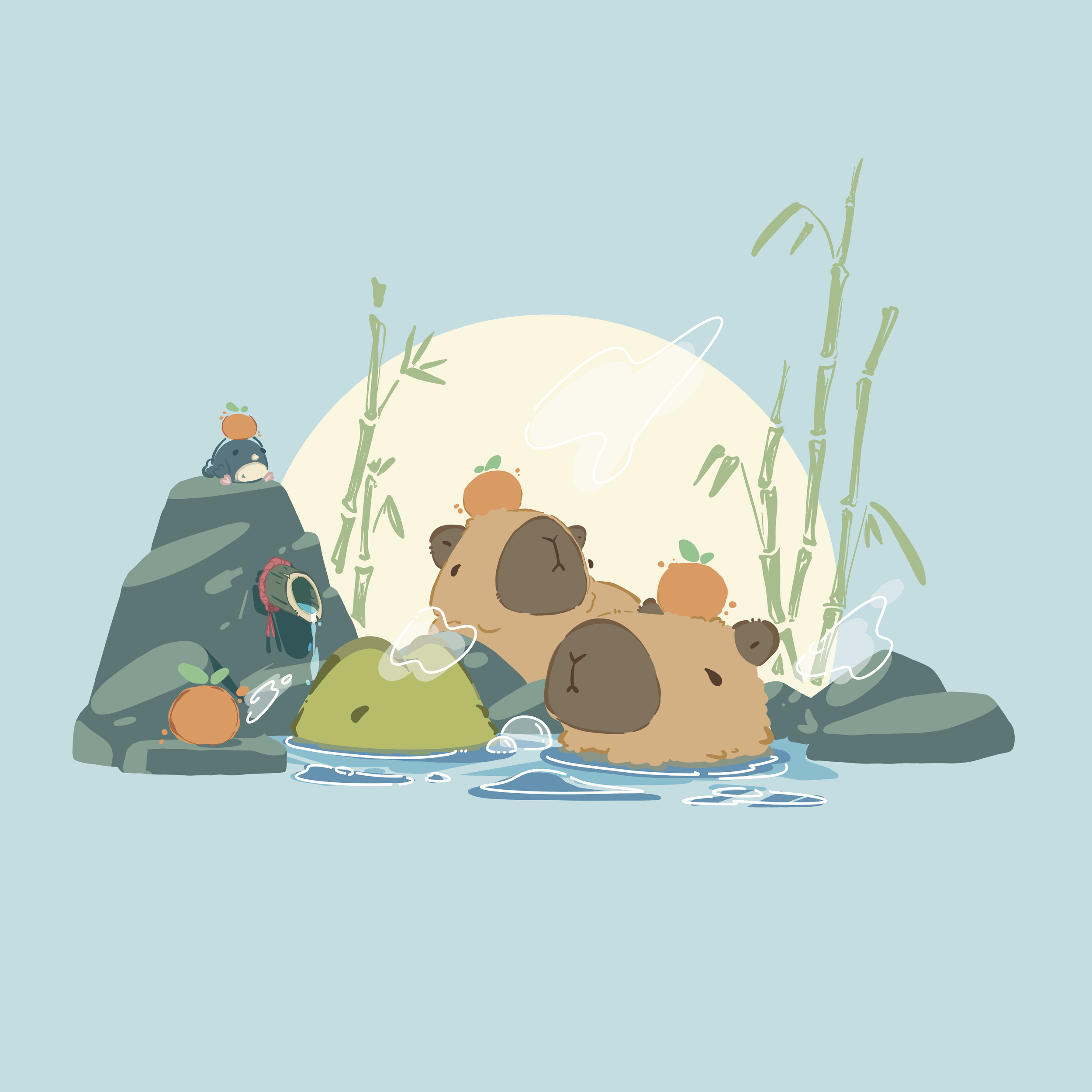 Koro And Toki Art Print- Onsen