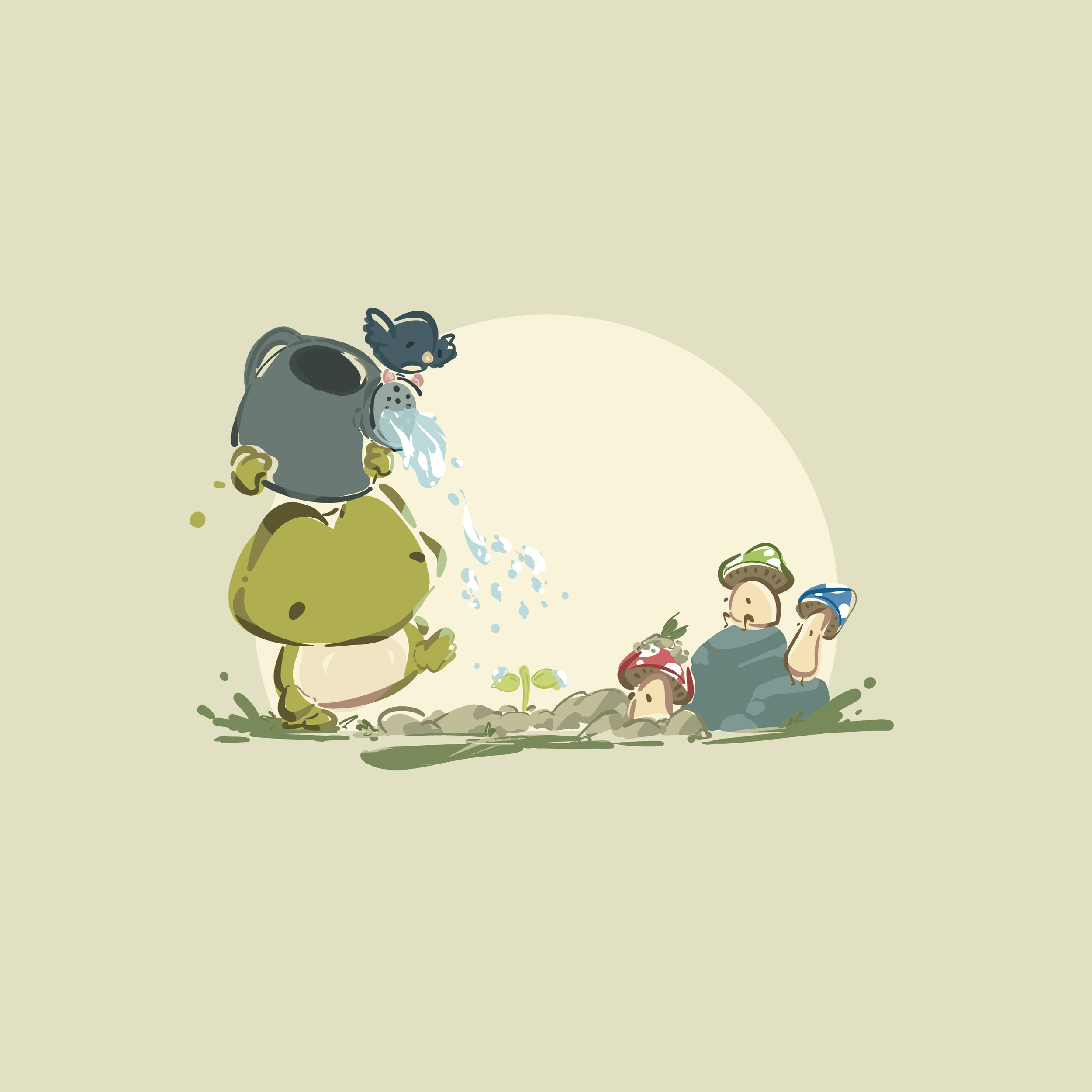 Koro And Toki Art Print- Garden