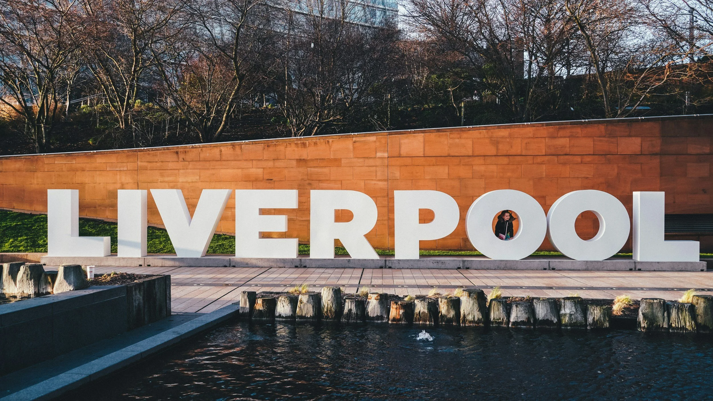 Large Liverpool sign outside by the shopping district
