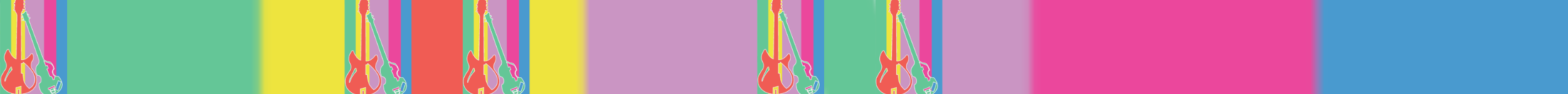Colourful banner featuring illustrations of guitars