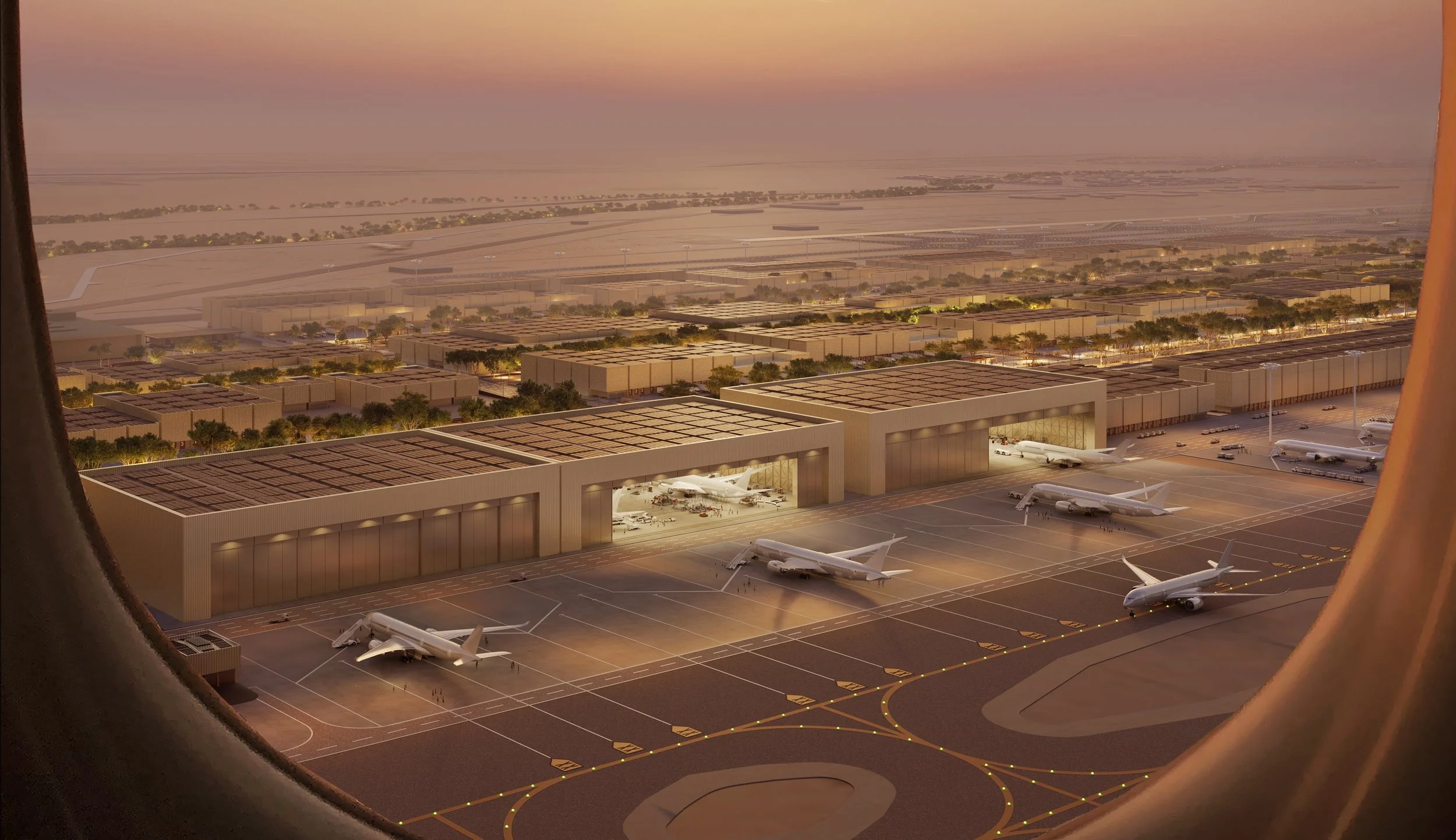 King Salman International Airport in Riyadh, Saudi Arabia, architectural design project.