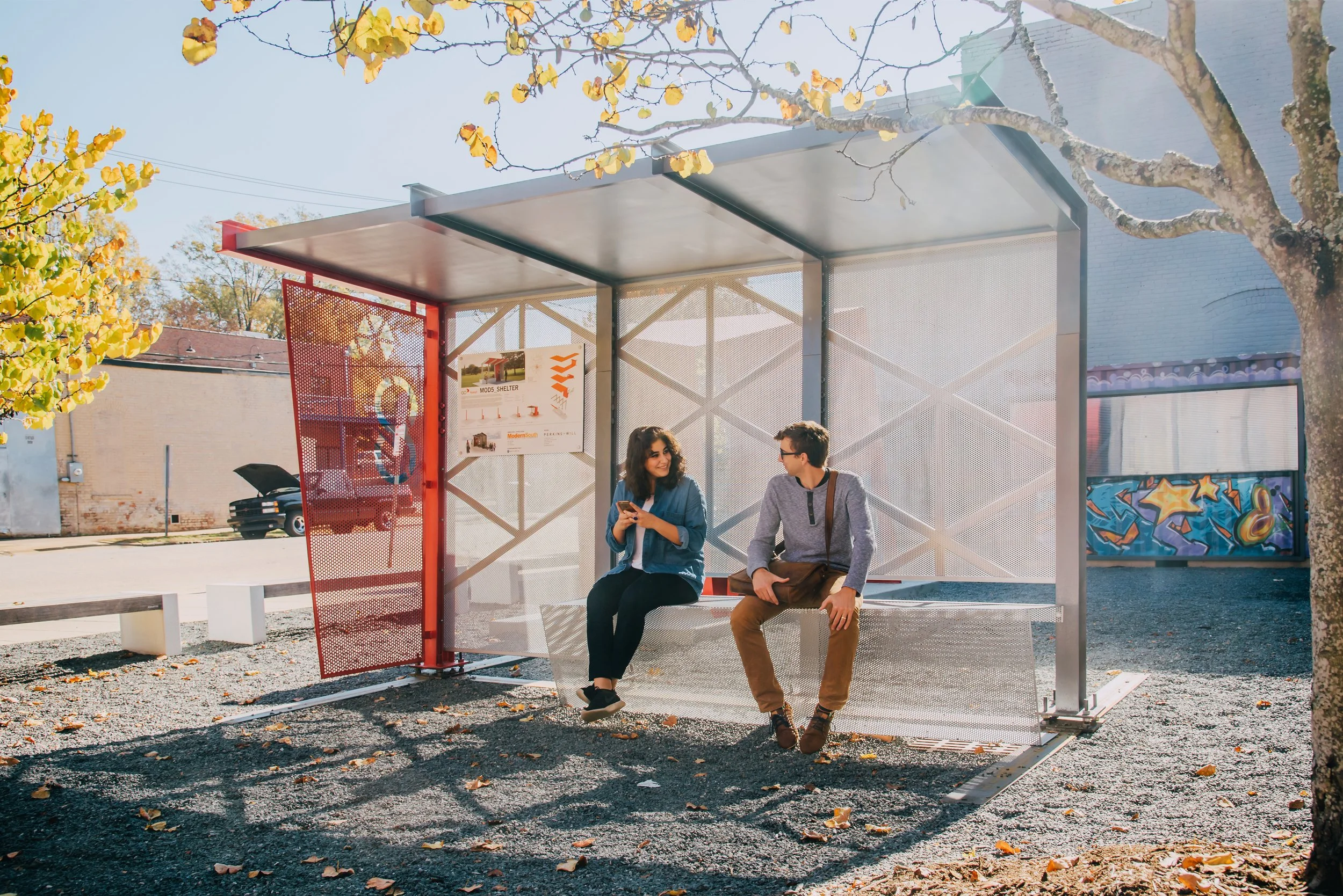 Mod5 Bus Shelter, architectural design project in Raleigh, North Carolina, USA.