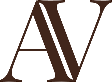 Large black letter 'A' and letter 'V' intertwined on a transparent background.