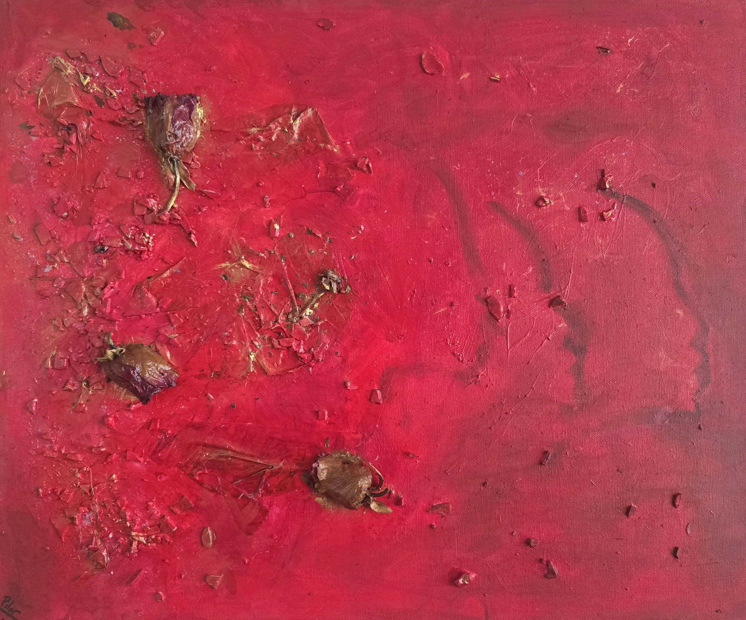 BURNING LOVE, 2015   |  Mixed Media on gallery-wrapped canvas with painted edges  |   20"  X  24" X 1.5"  | A visceral expression of passion that captures the intense, complex nature of love.