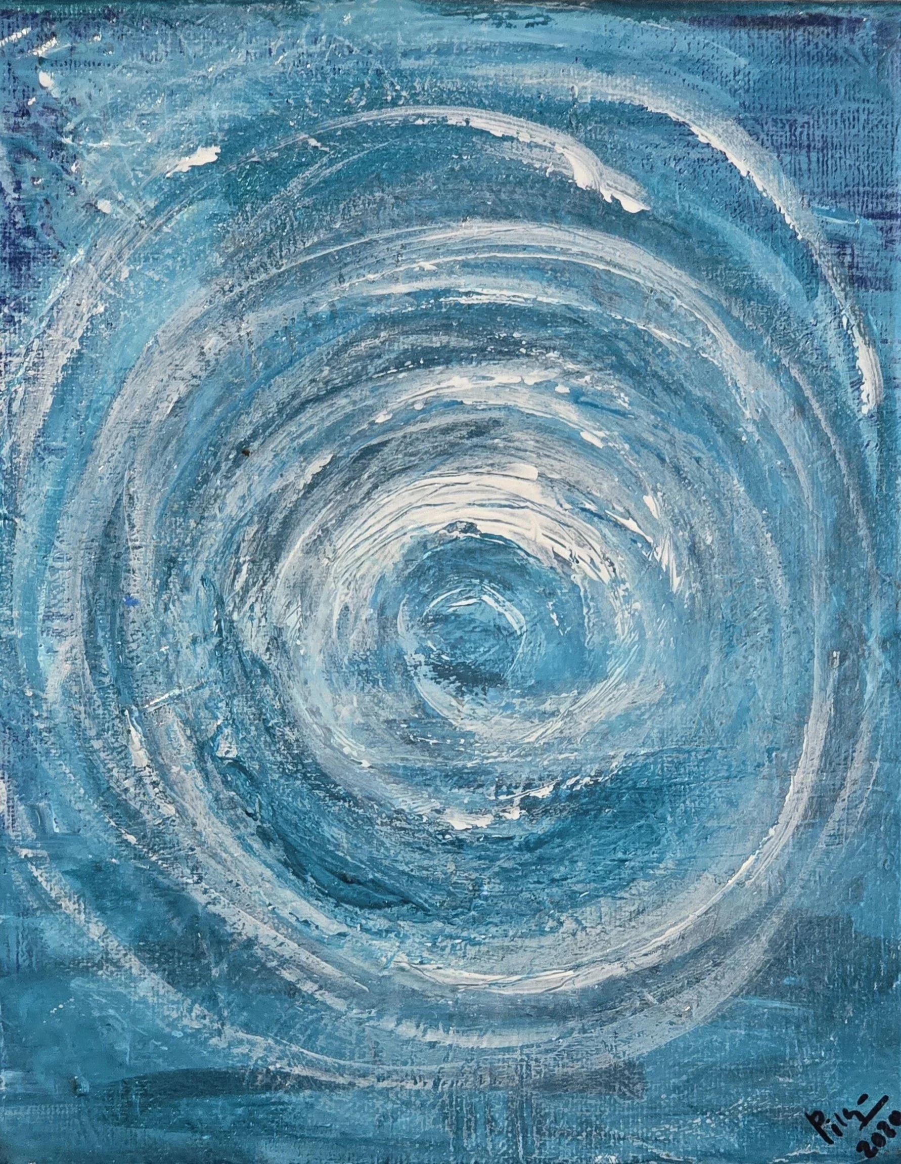 Waves, 2020 | Acrylic on gallery-wrapped canvas with painted edges  | 10"  X  8" X 0.5"  | A study in fluid dynamics and rhythmic movement.