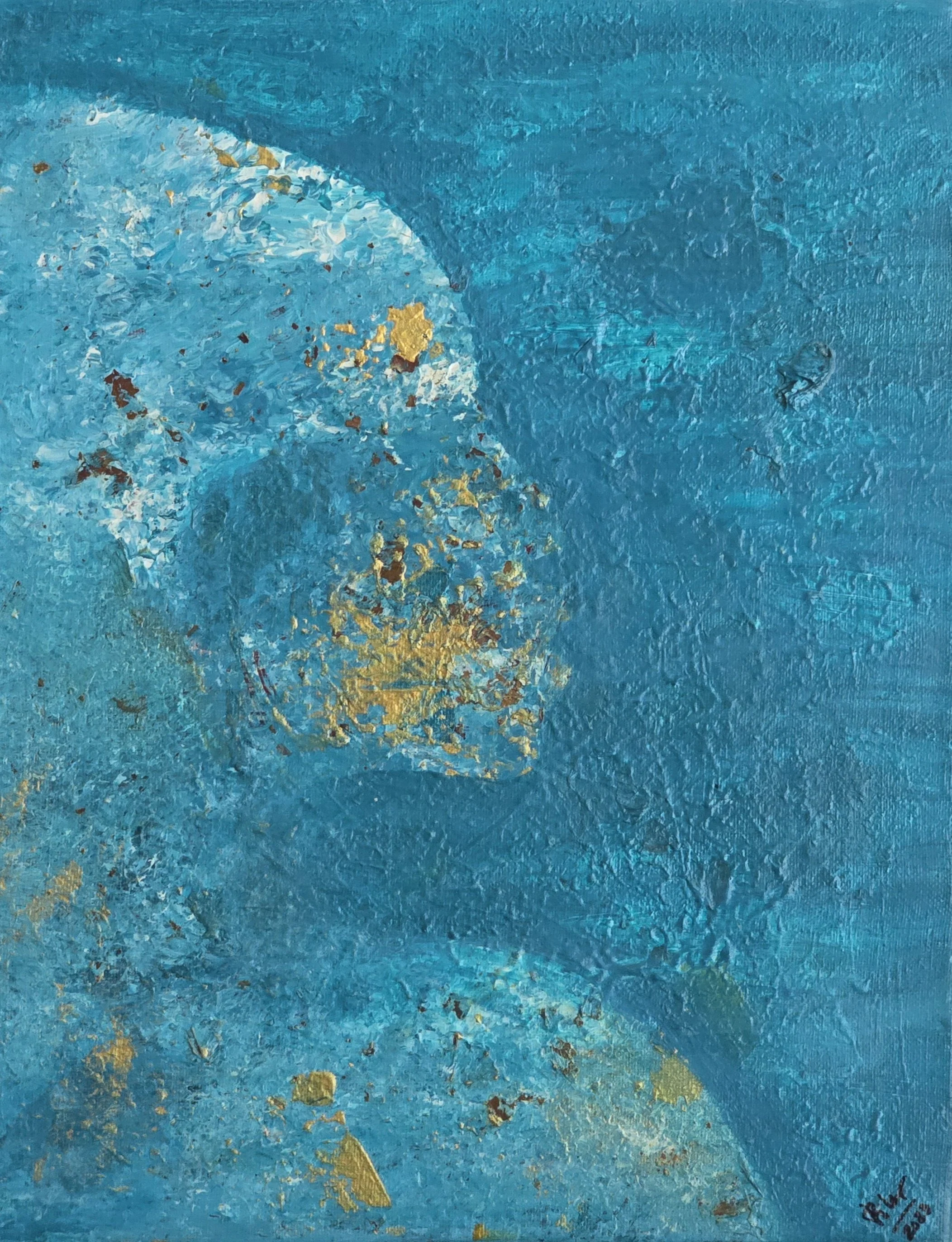 THE OBSERVER, 2023 | Acrylic on gallery-wrapped canvas with painted edges  |  14" X 11" X 0.5" | A grounding presence of inner awareness.