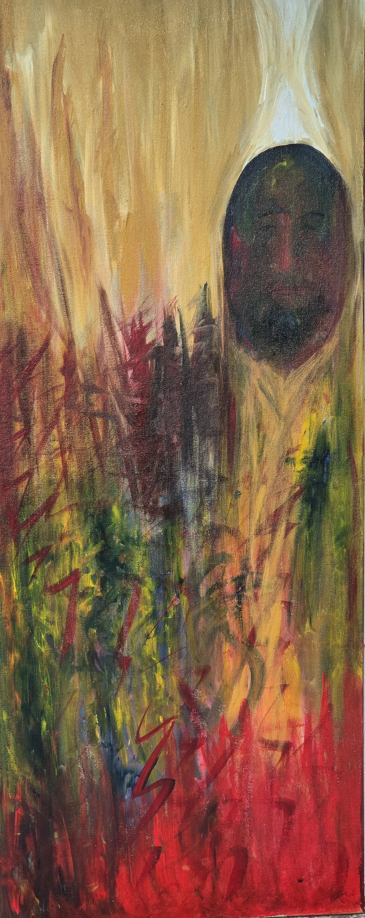 EMERGENT SPIRIT, 2014 | Acrylic on gallery-wrapped canvas with painted edges  | 
40” X 16" X 1.5"  | The turbulent energy of the subconscious.