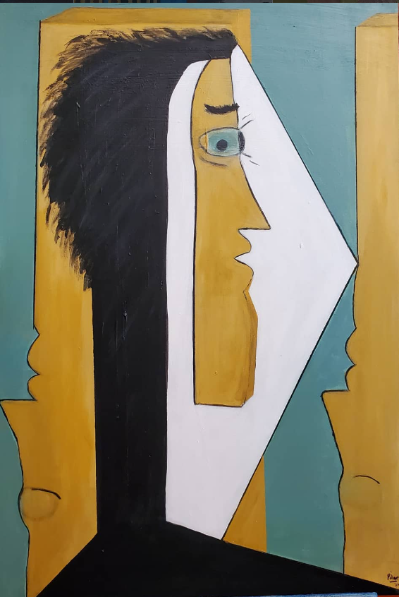 HOMAGE, 2020 | Acrylic on gallery-wrapped canvas with painted edges  |  
36” X 24" X 1.5" | Exploration of the fractured nature of identity and memory.