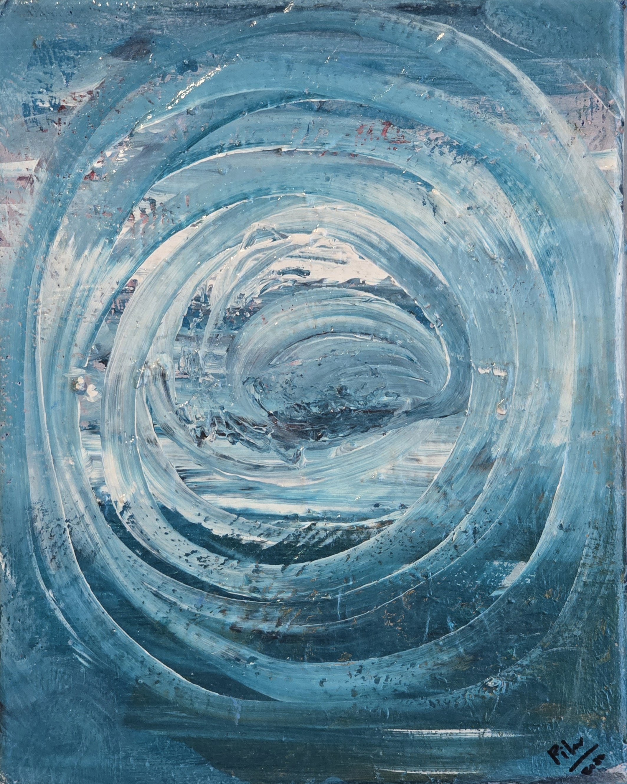 AQUA, 2020 | Acrylic on gallery-wrapped canvas with painted edges  |  10"  X  8" X 0.5" |  A study in fluid dynamics and rhythmic movement.
