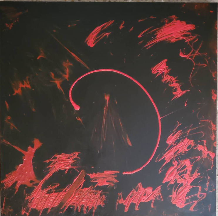 I C YOU, 2020  |  Acrylic on gallery-wrapped canvas with painted edges  |  24" X 20" X 1.5"  | An evocative composition that creates a sense of presence and observation.