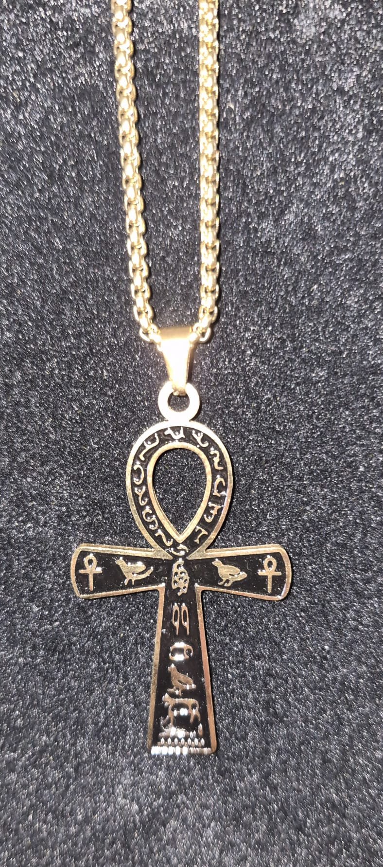 Collier Pendentif Ankh en Métal Doré