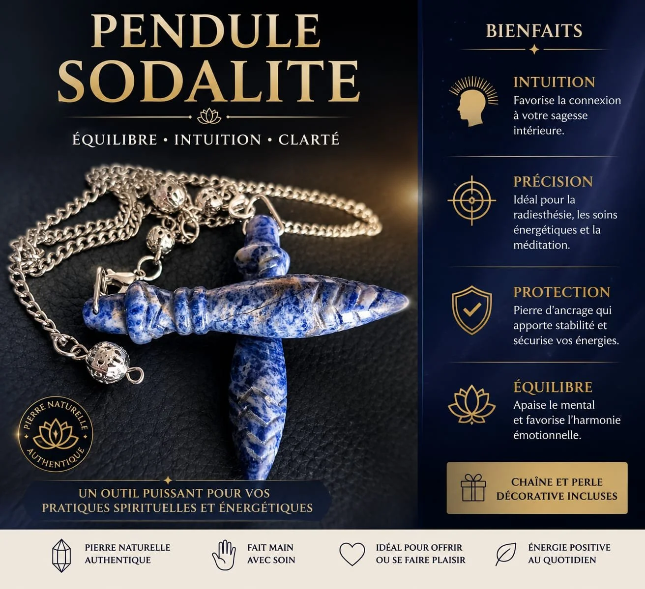 Pendule en Sodalite