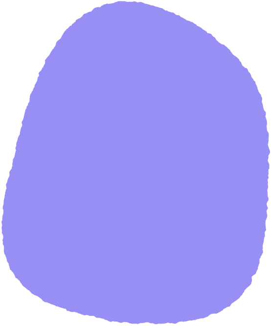 Light purple, irregularly shaped, round object with a slightly textured surface.