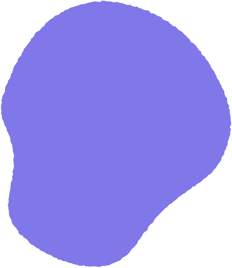 Blue abstract shape with irregular edges on a black background.